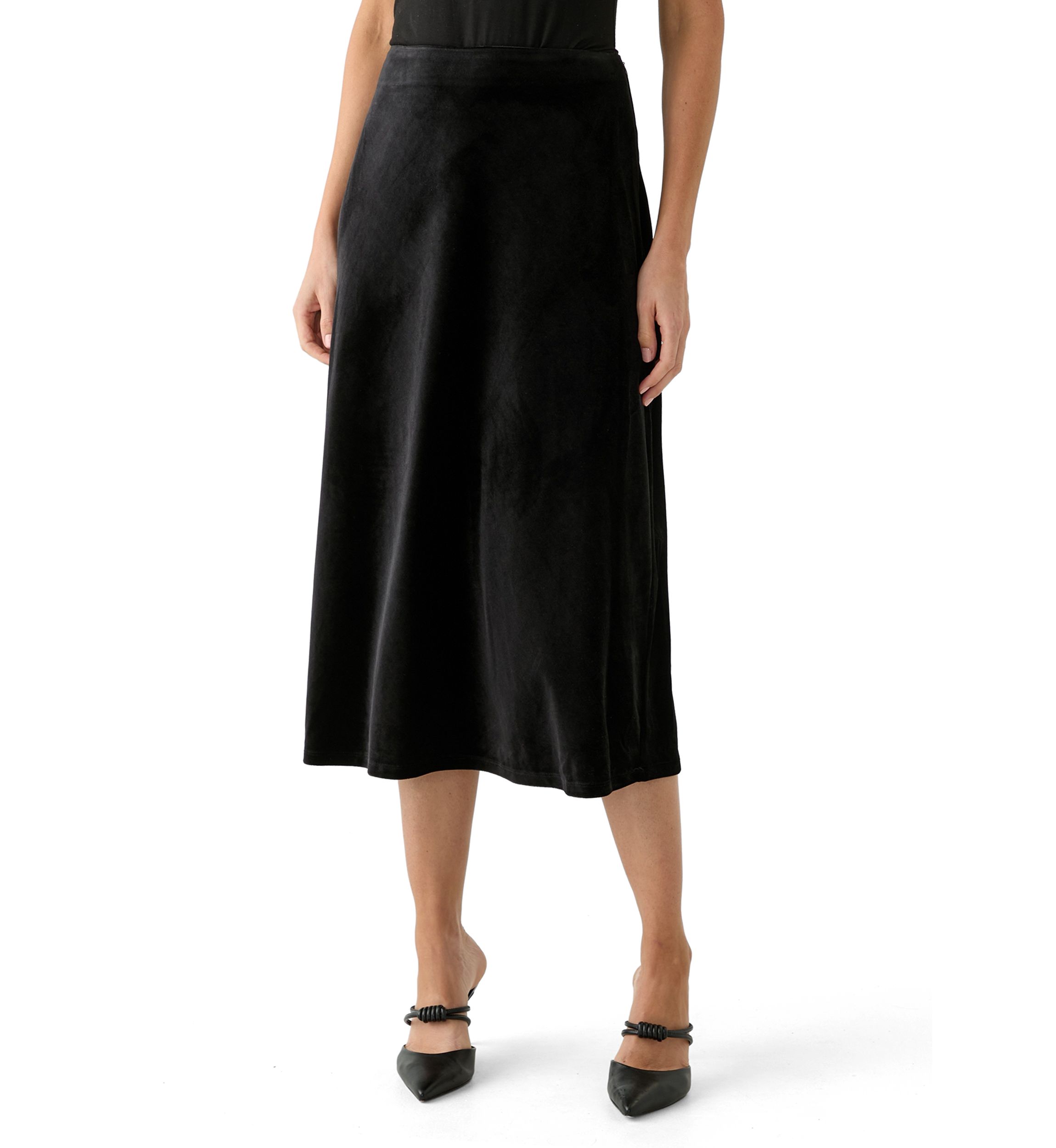 Womens Velvet Midi Skirt