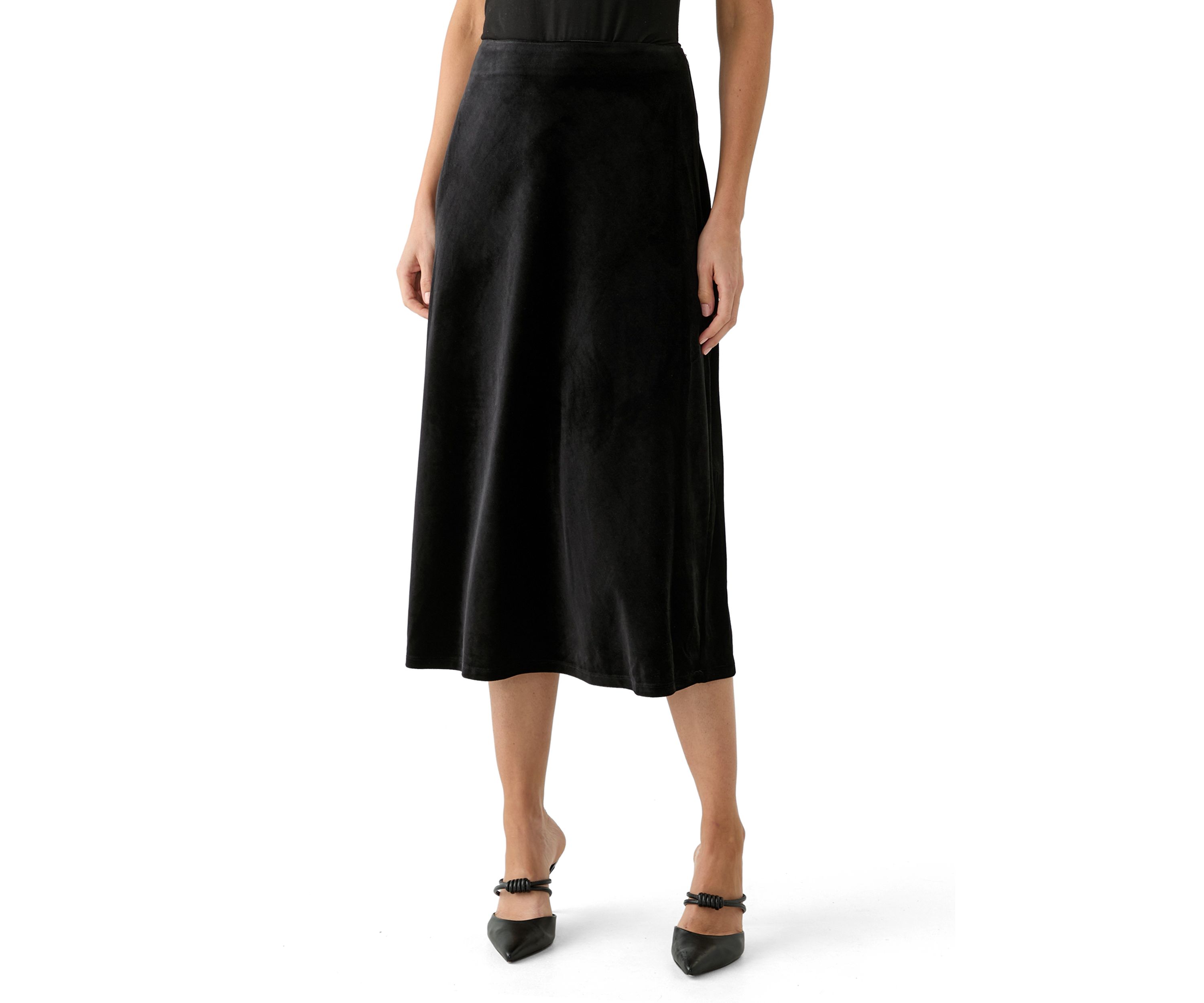 Womens Velvet Midi Skirt