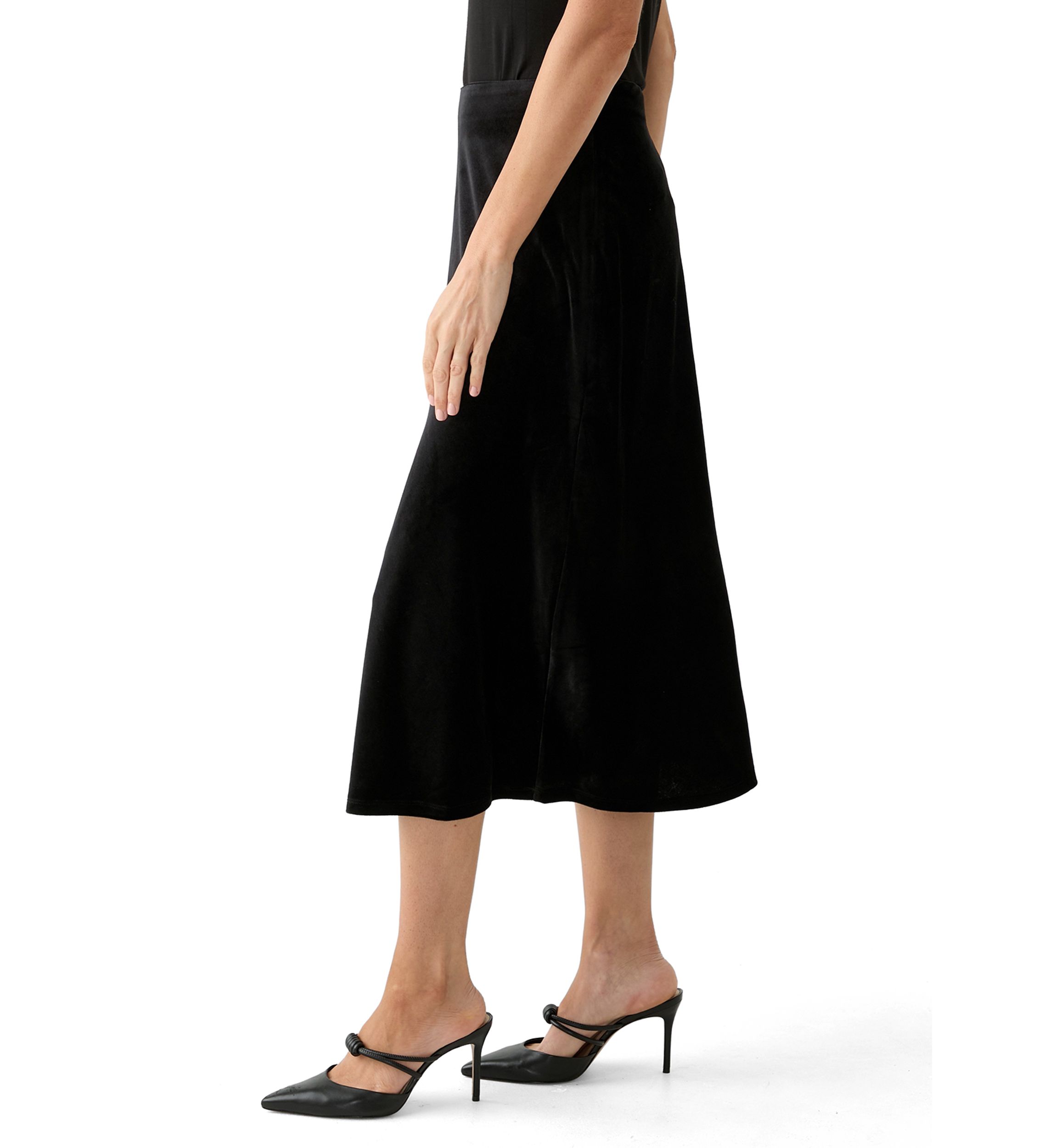 Womens Velvet Midi Skirt