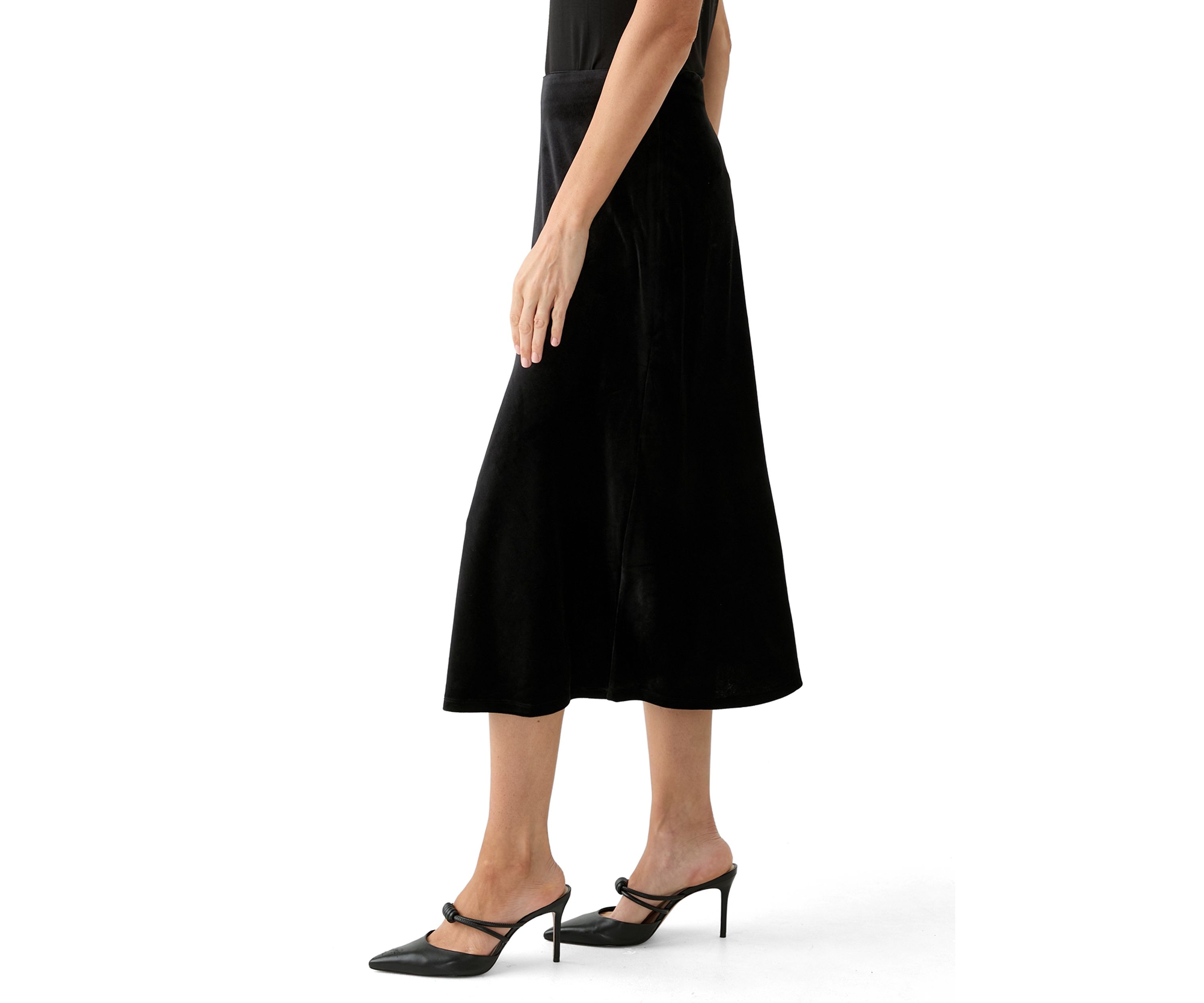Womens Velvet Midi Skirt