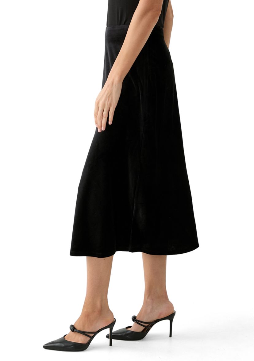 Womens Velvet Midi Skirt
