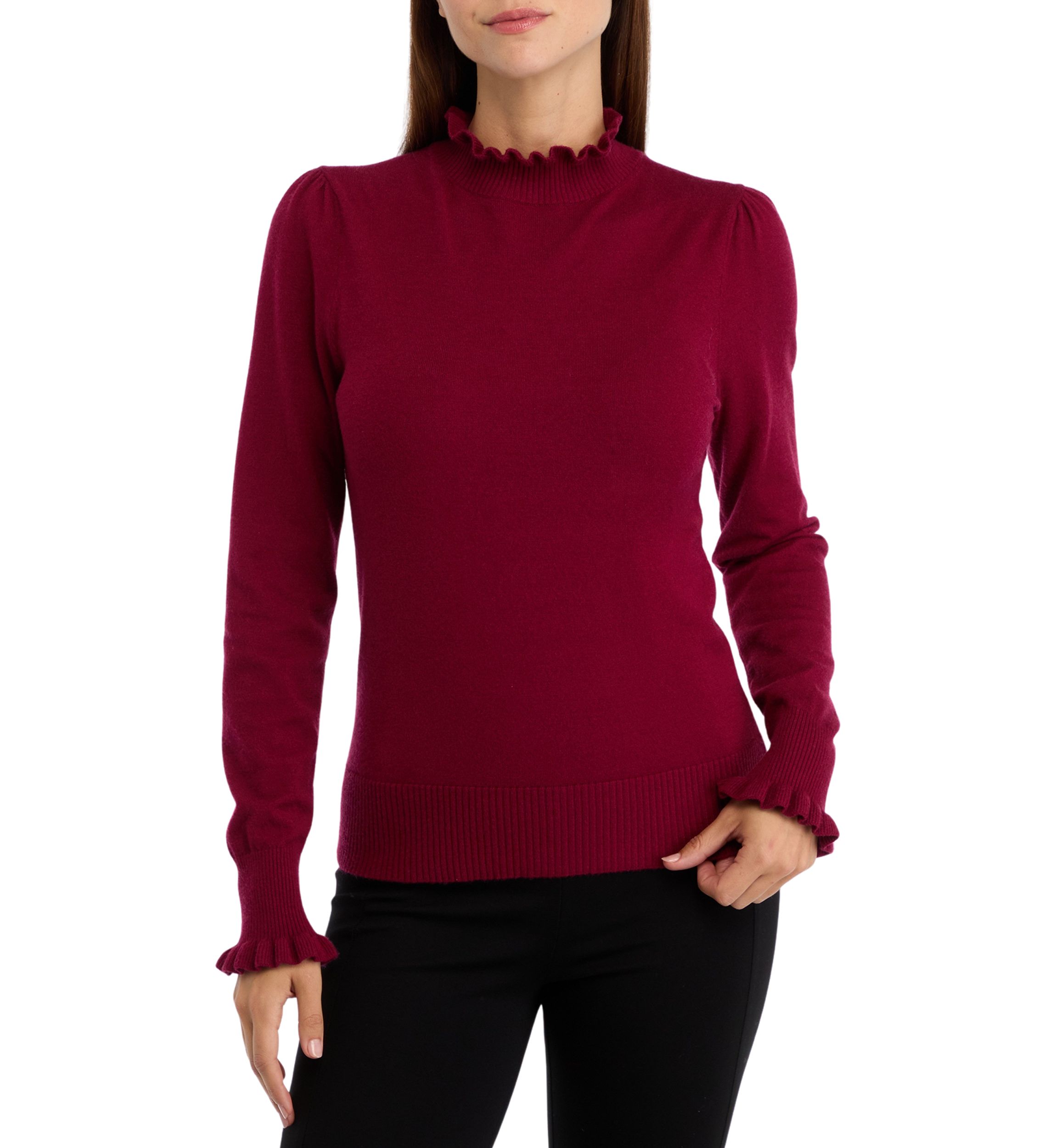 Womens Ruffle Trim Sweater