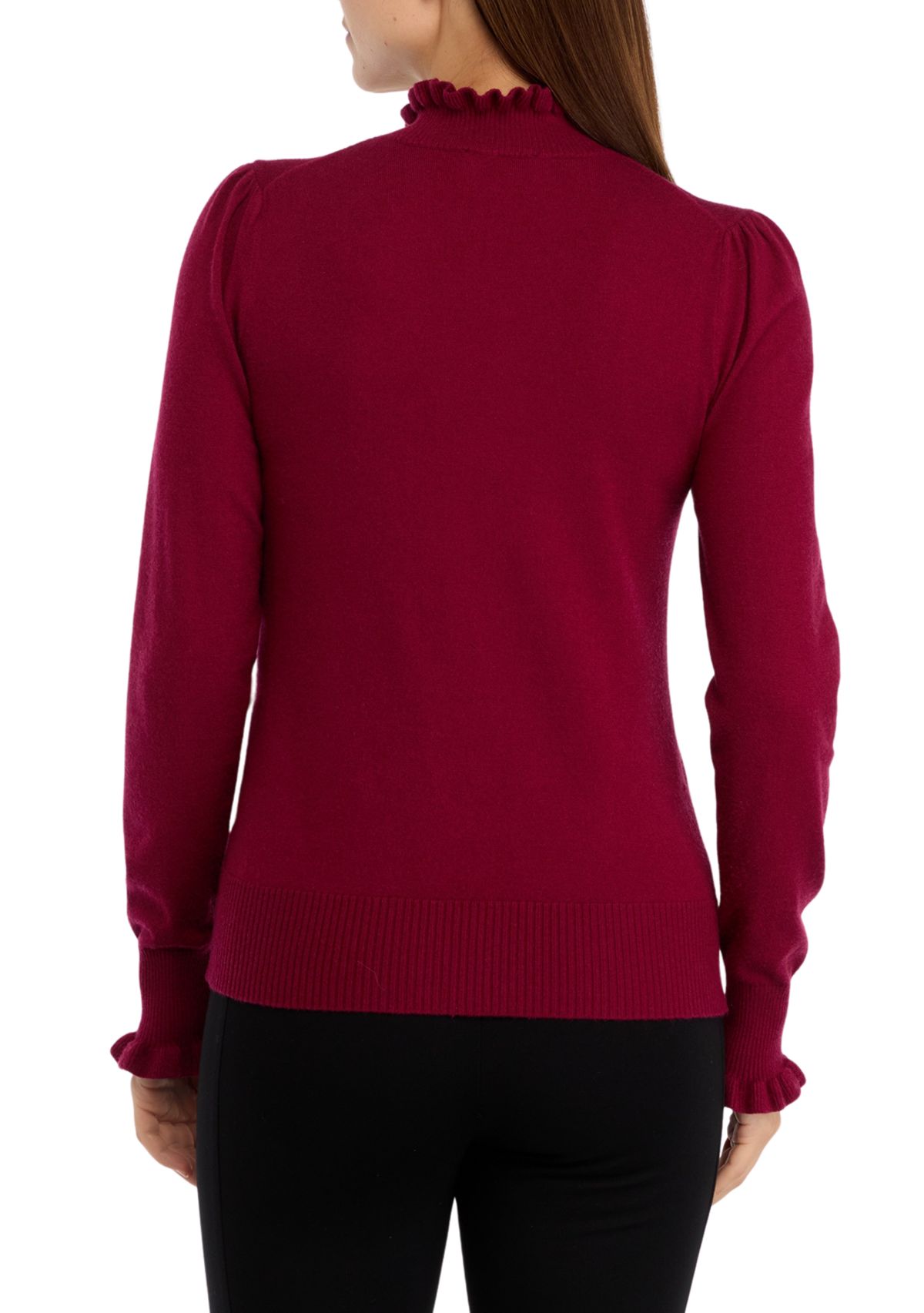Womens Ruffle Trim Sweater