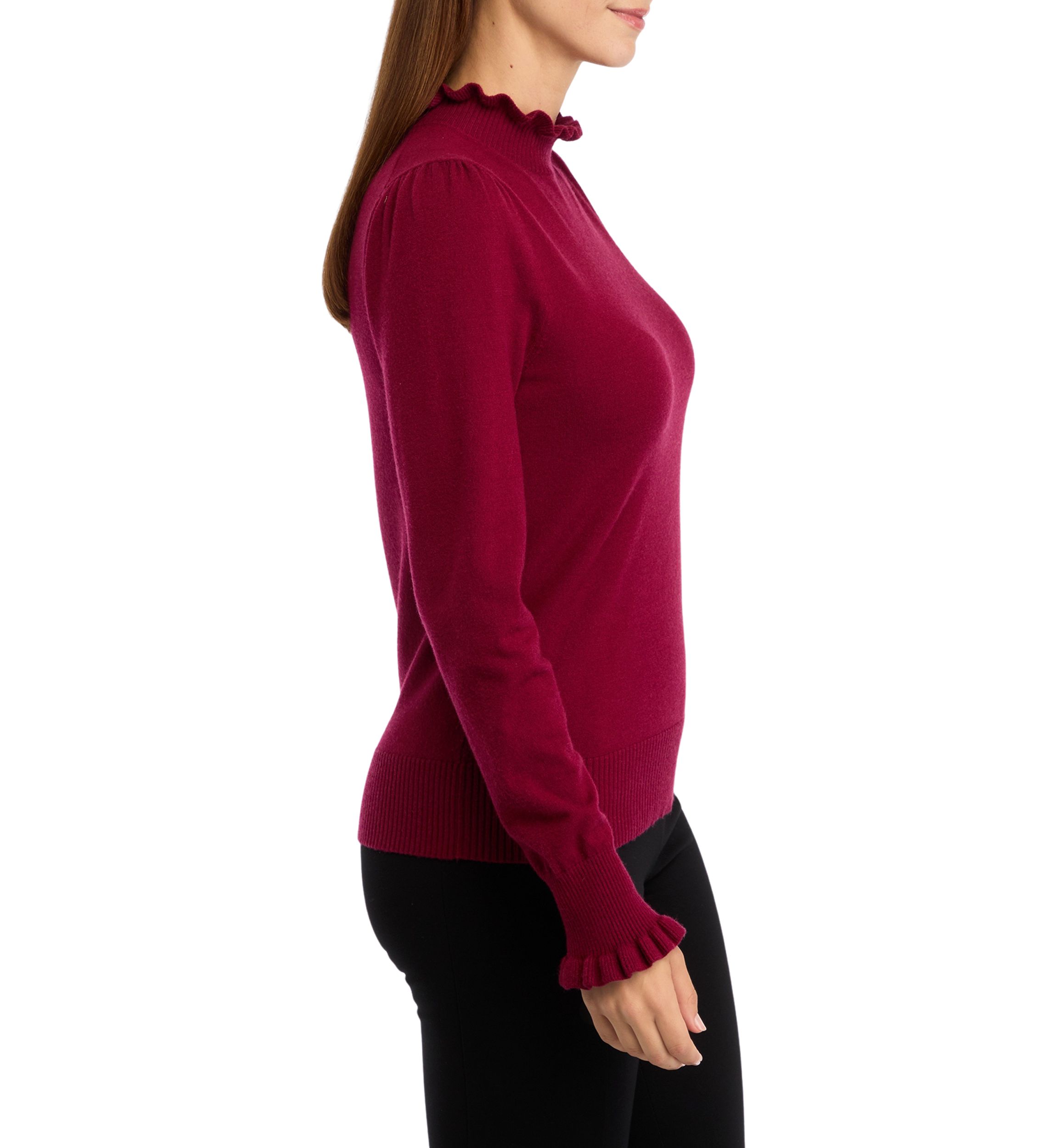 Womens Ruffle Trim Sweater