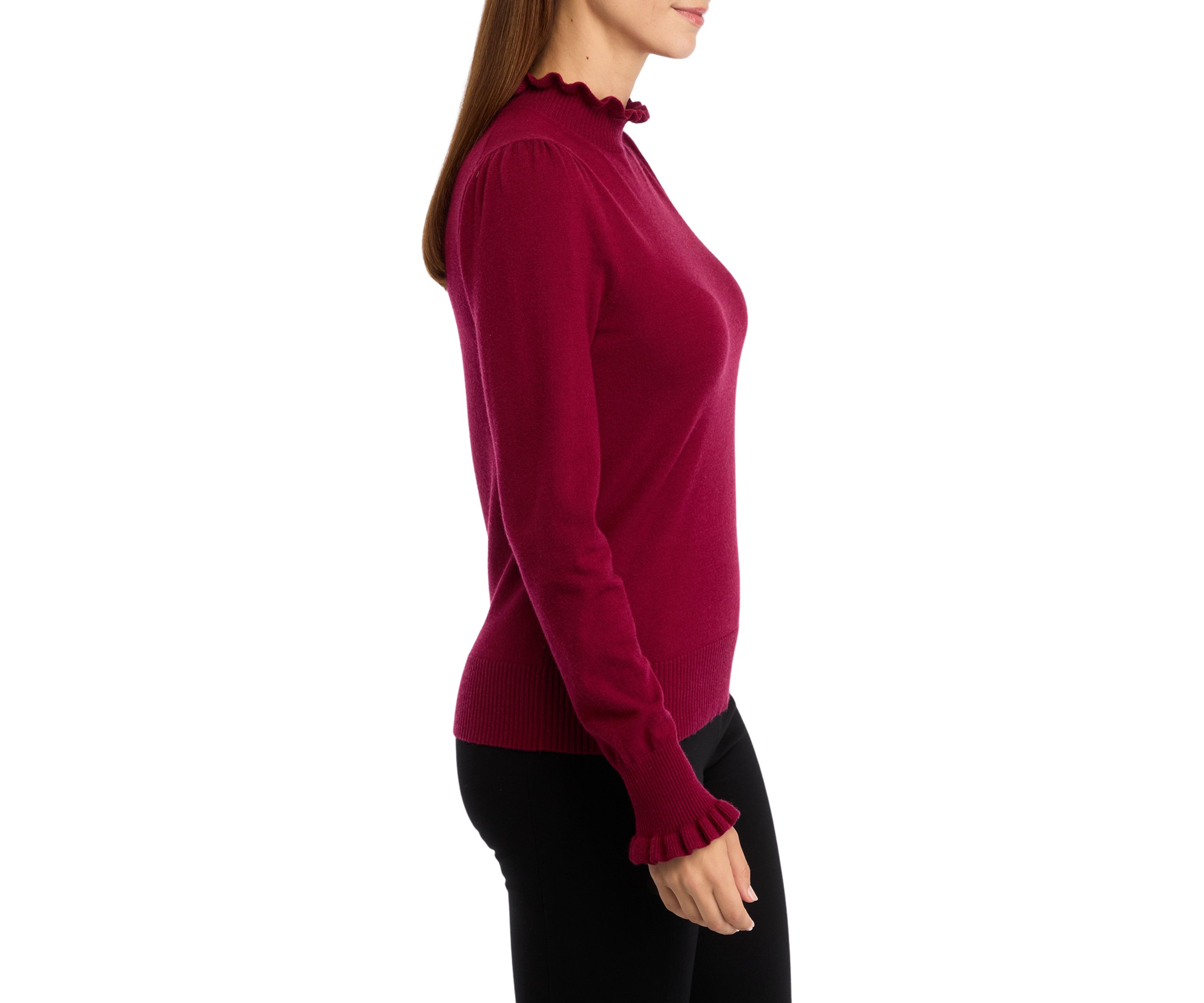 Womens Ruffle Trim Sweater
