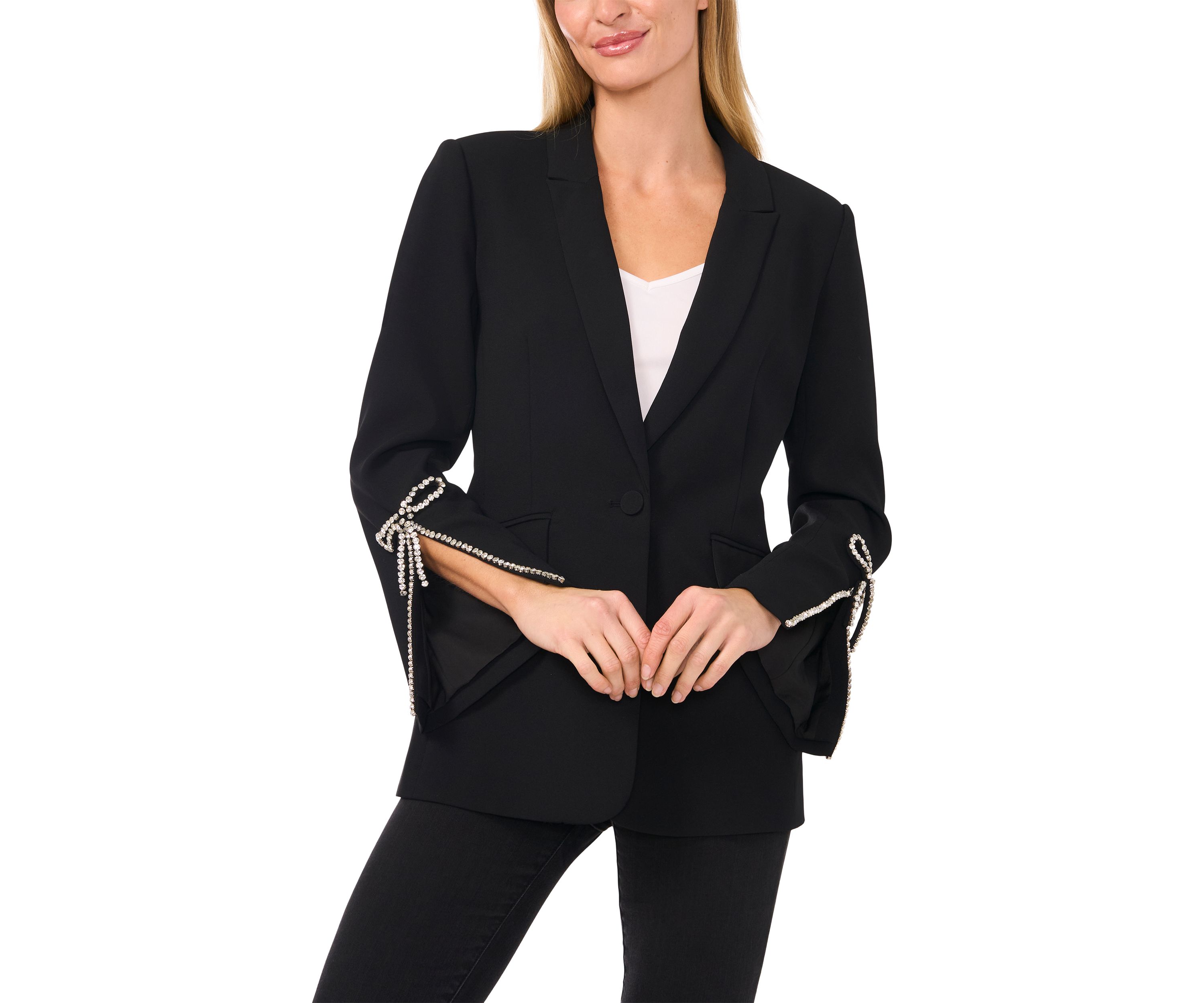 Rhinestone Embellished Sleeve Blazer 