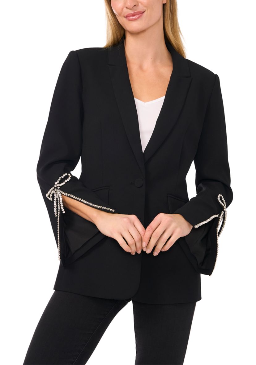 Rhinestone Embellished Sleeve Blazer 