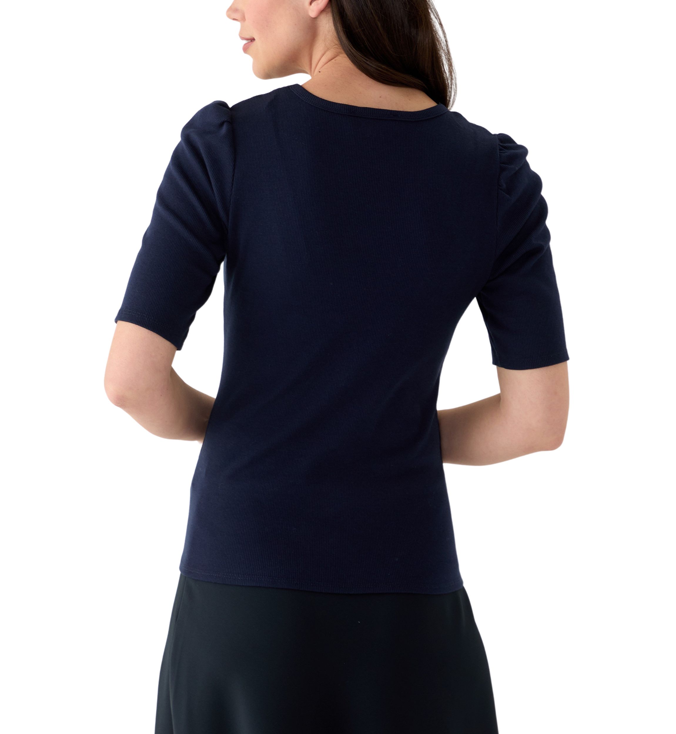 Womens Short Sleeve Ribbed Crew Neck Top