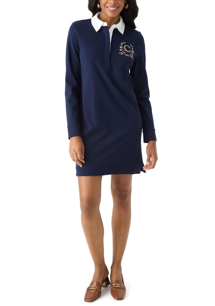 Womens Long Sleeve Polo Knit Dress