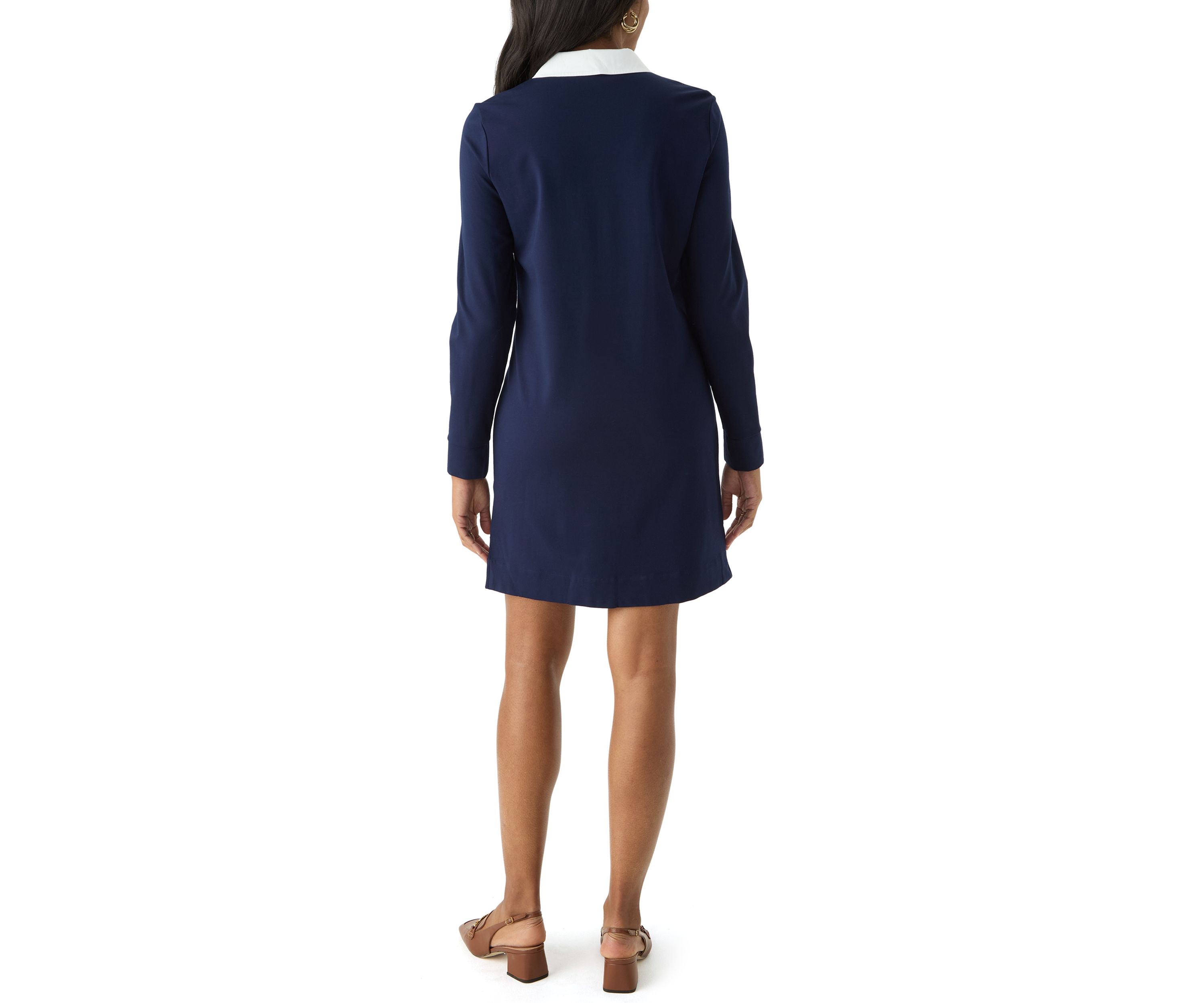 Womens Long Sleeve Polo Knit Dress