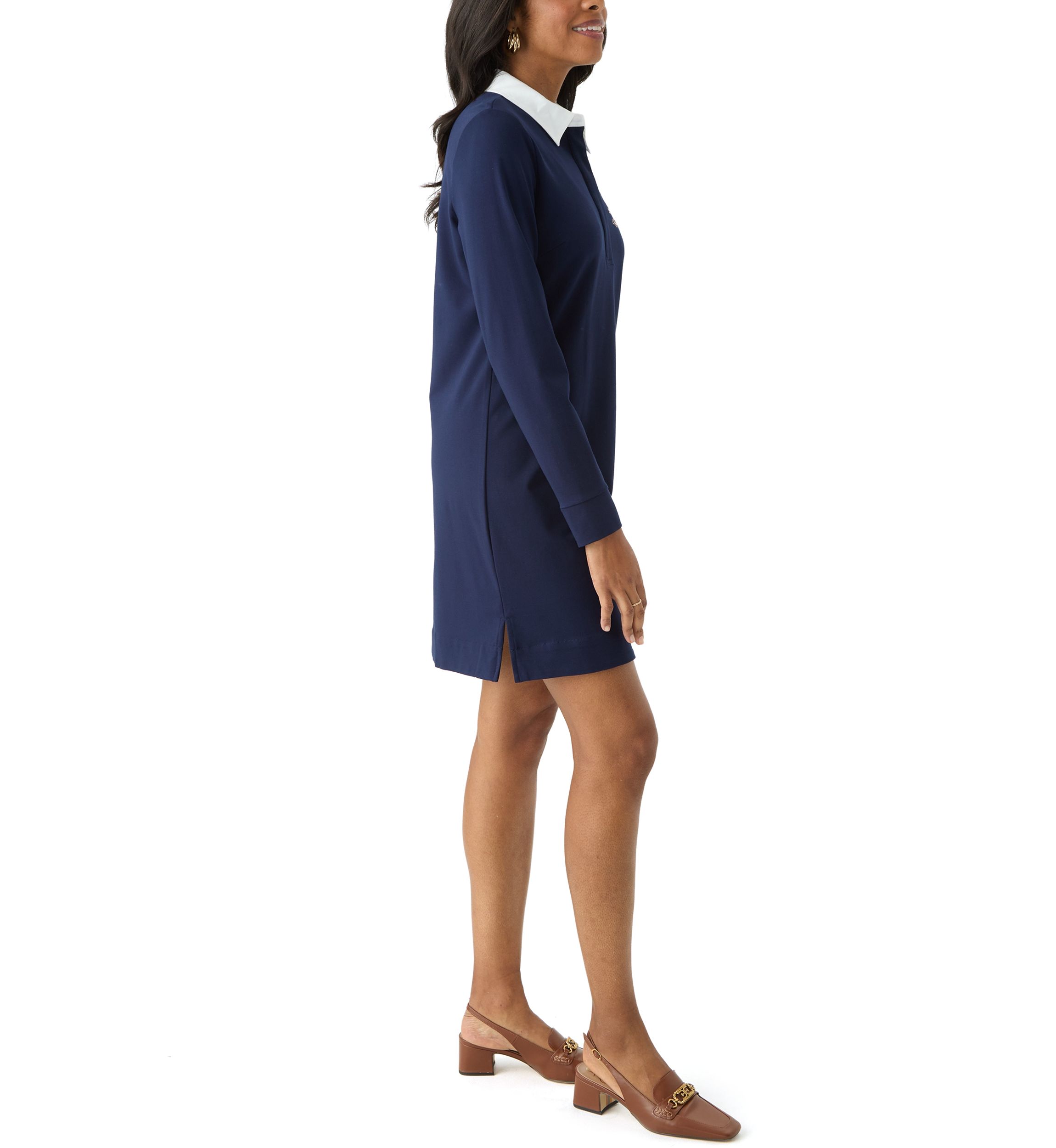 Womens Long Sleeve Polo Knit Dress