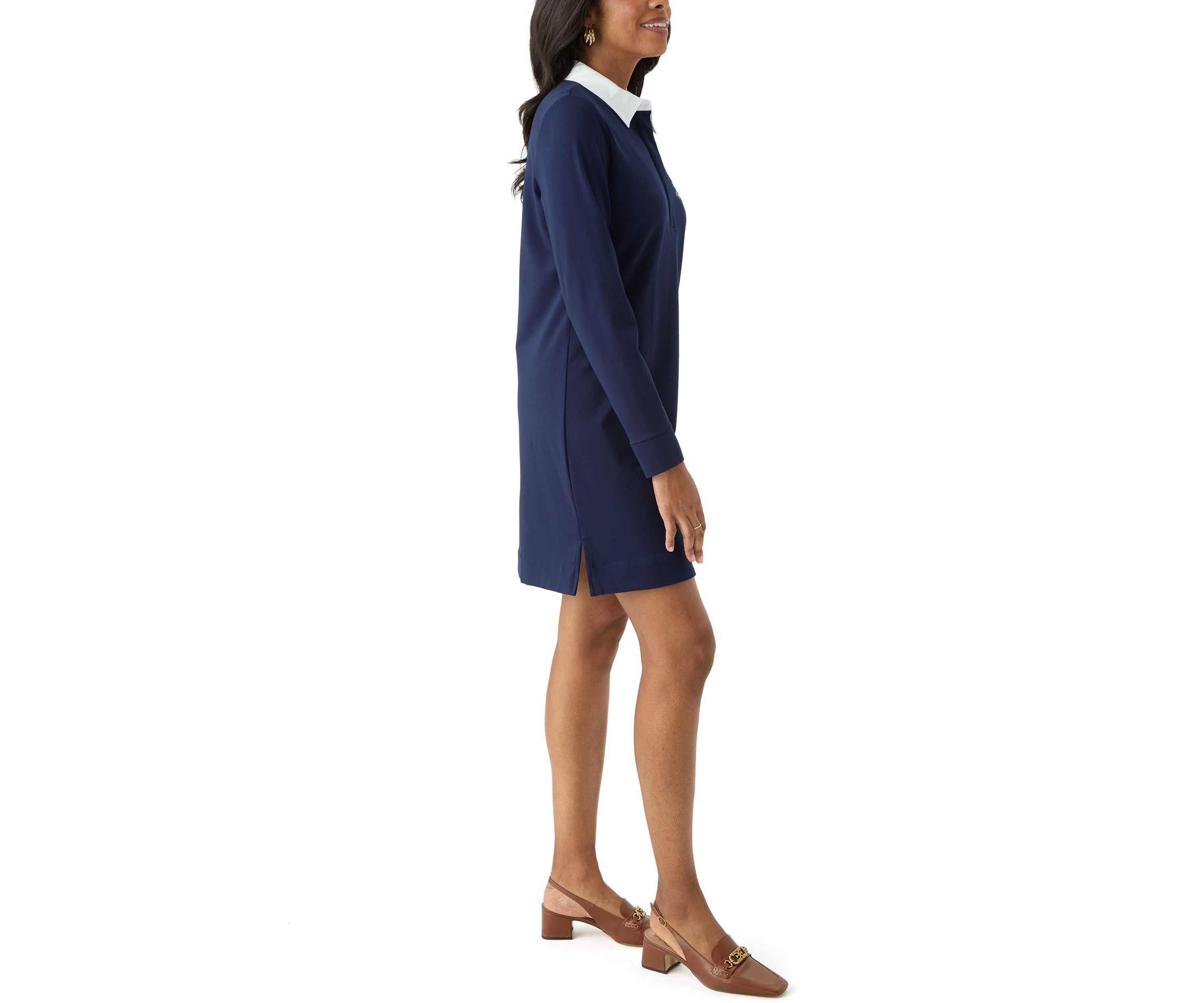 Womens Long Sleeve Polo Knit Dress