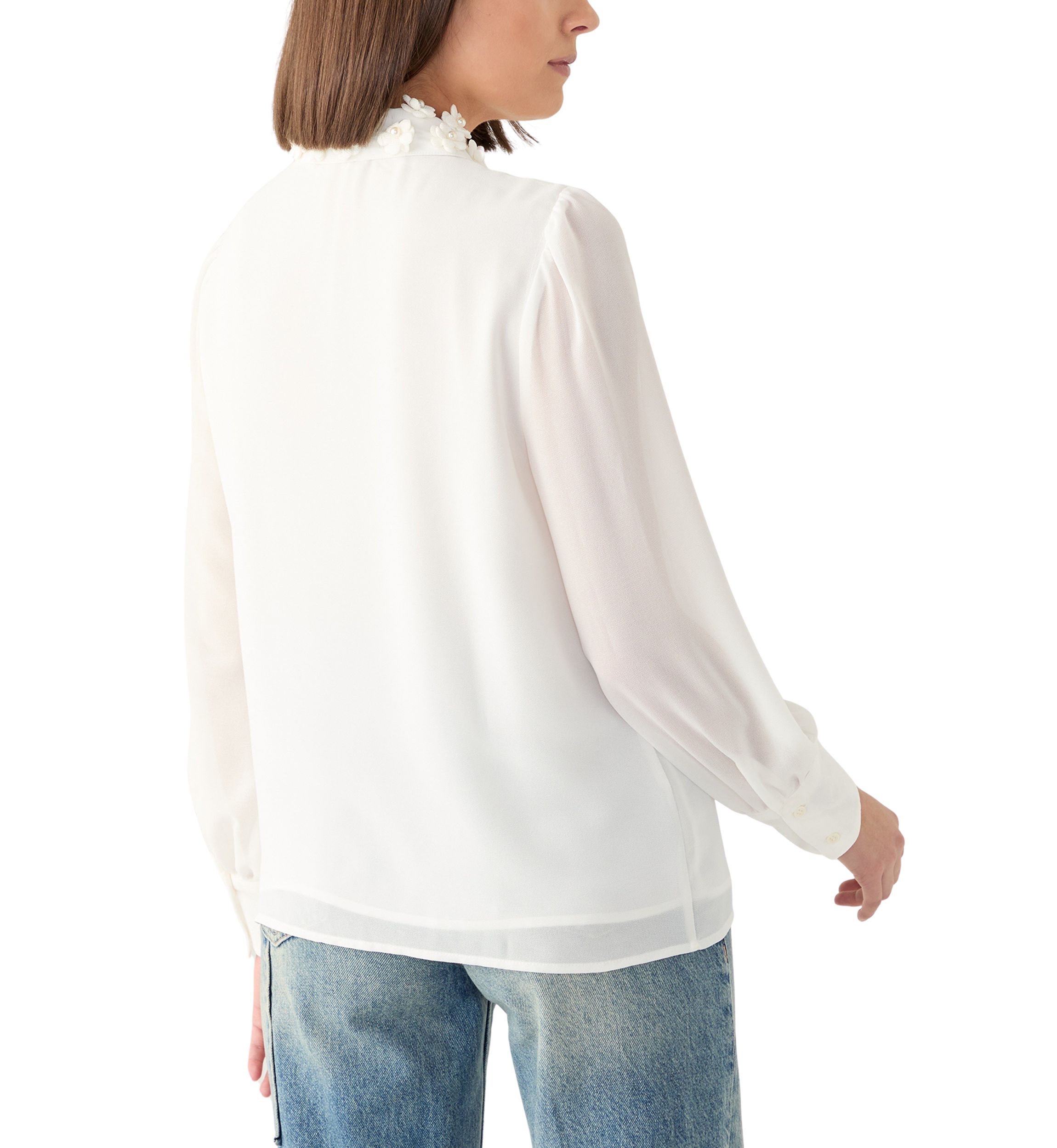Womens Embroidered Collar Long Sleeve Blouse