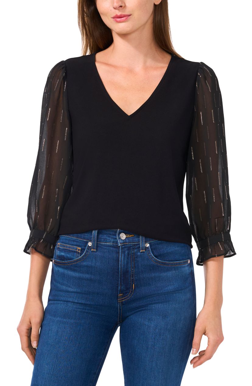 Womens Mixed Media Blouse