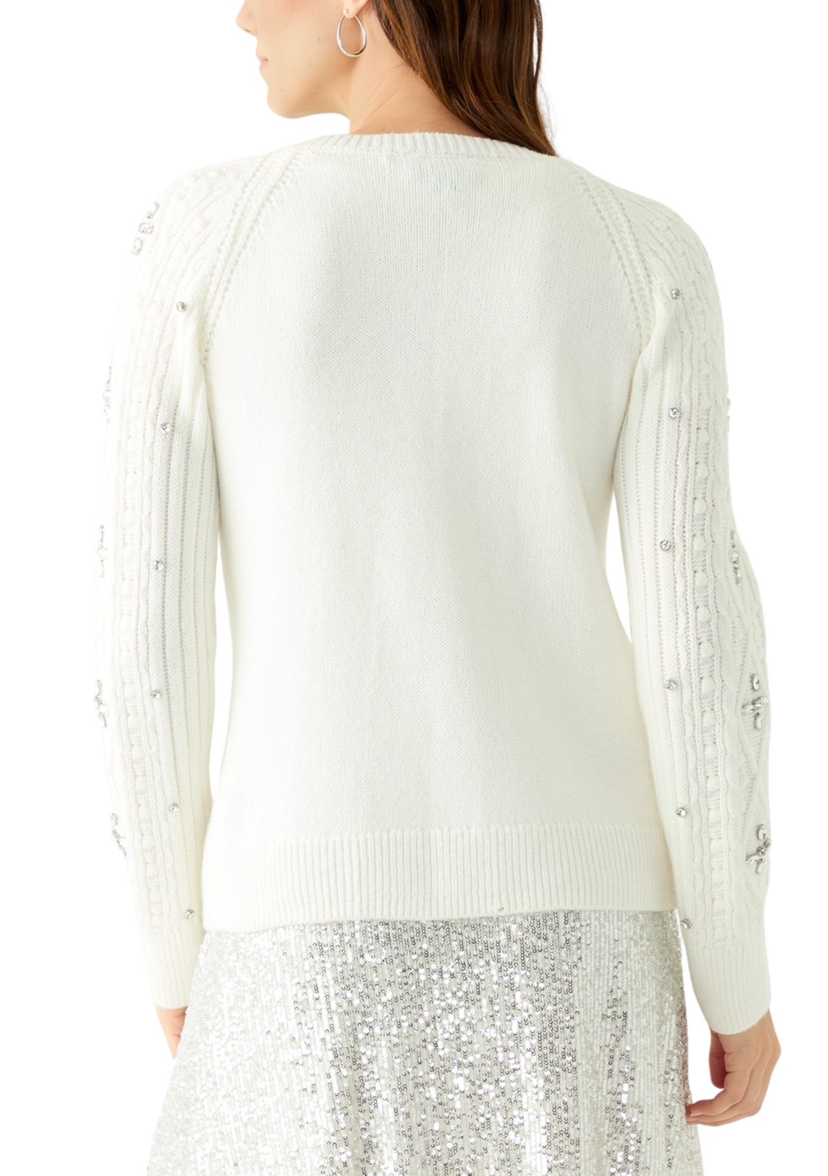 Womens Embroidered Button Front Cardigan