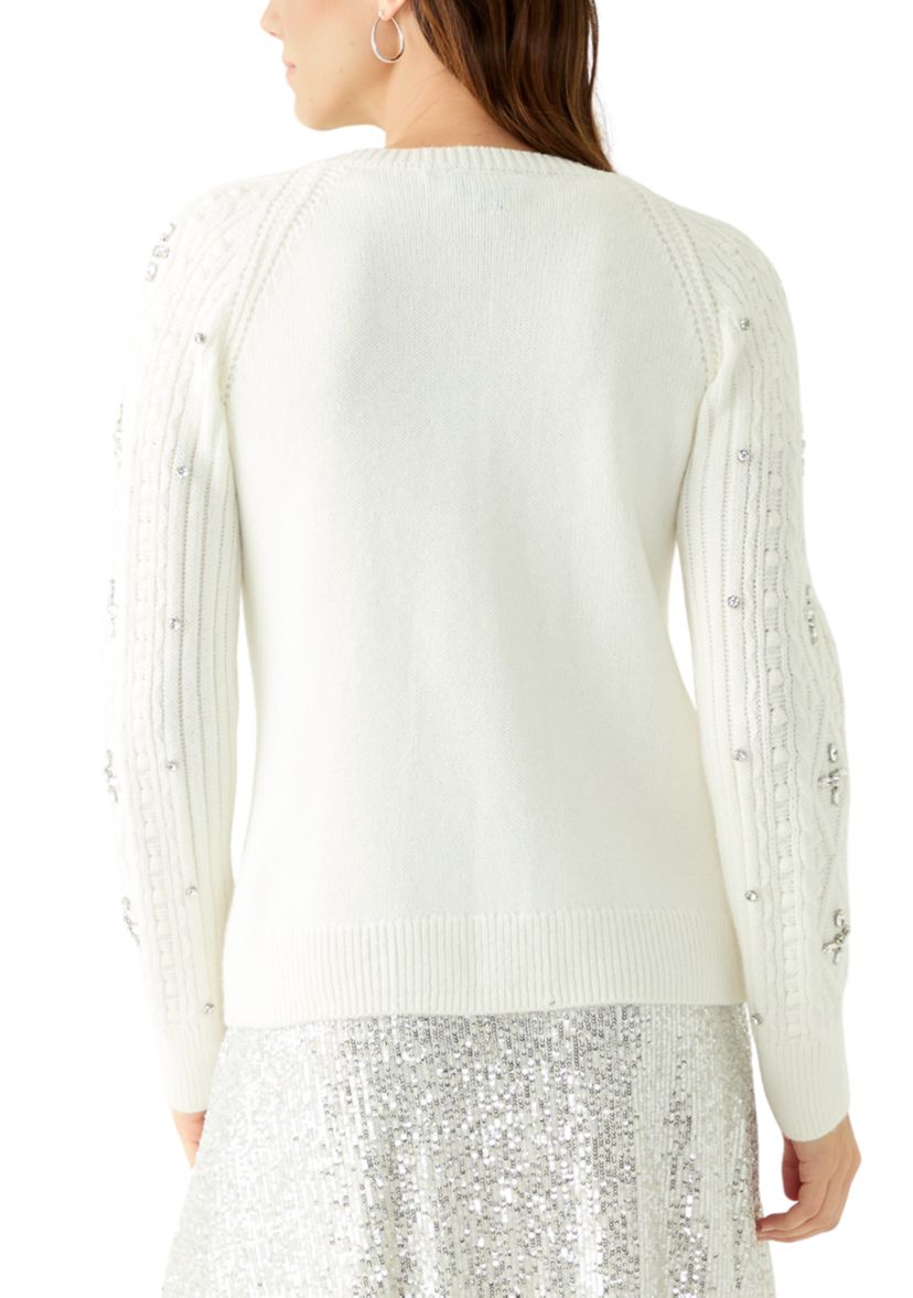 Womens Embroidered Button Front Cardigan