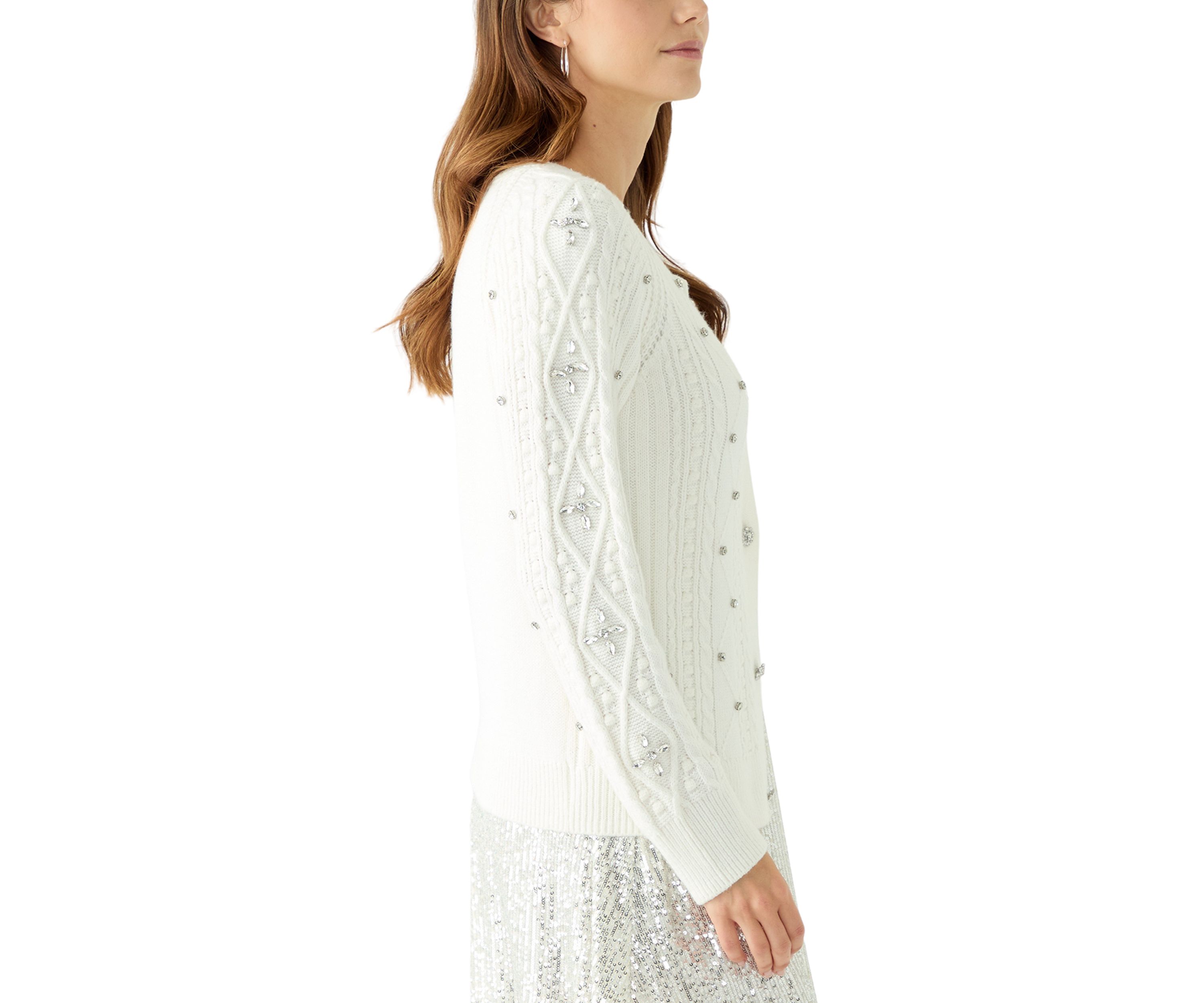 Womens Embroidered Button Front Cardigan