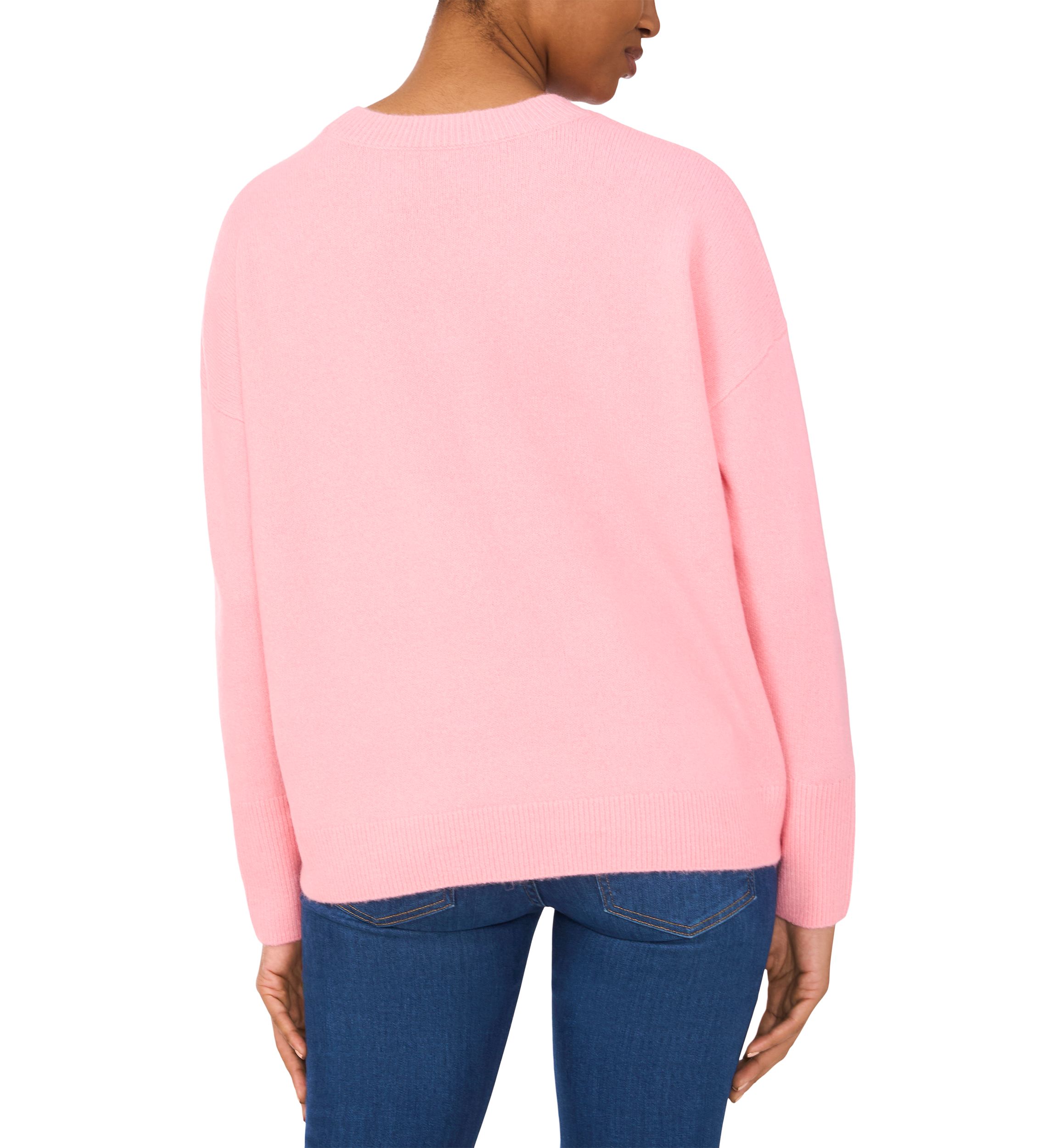 Womens Long Sleeve Sequin Heart Sweater
