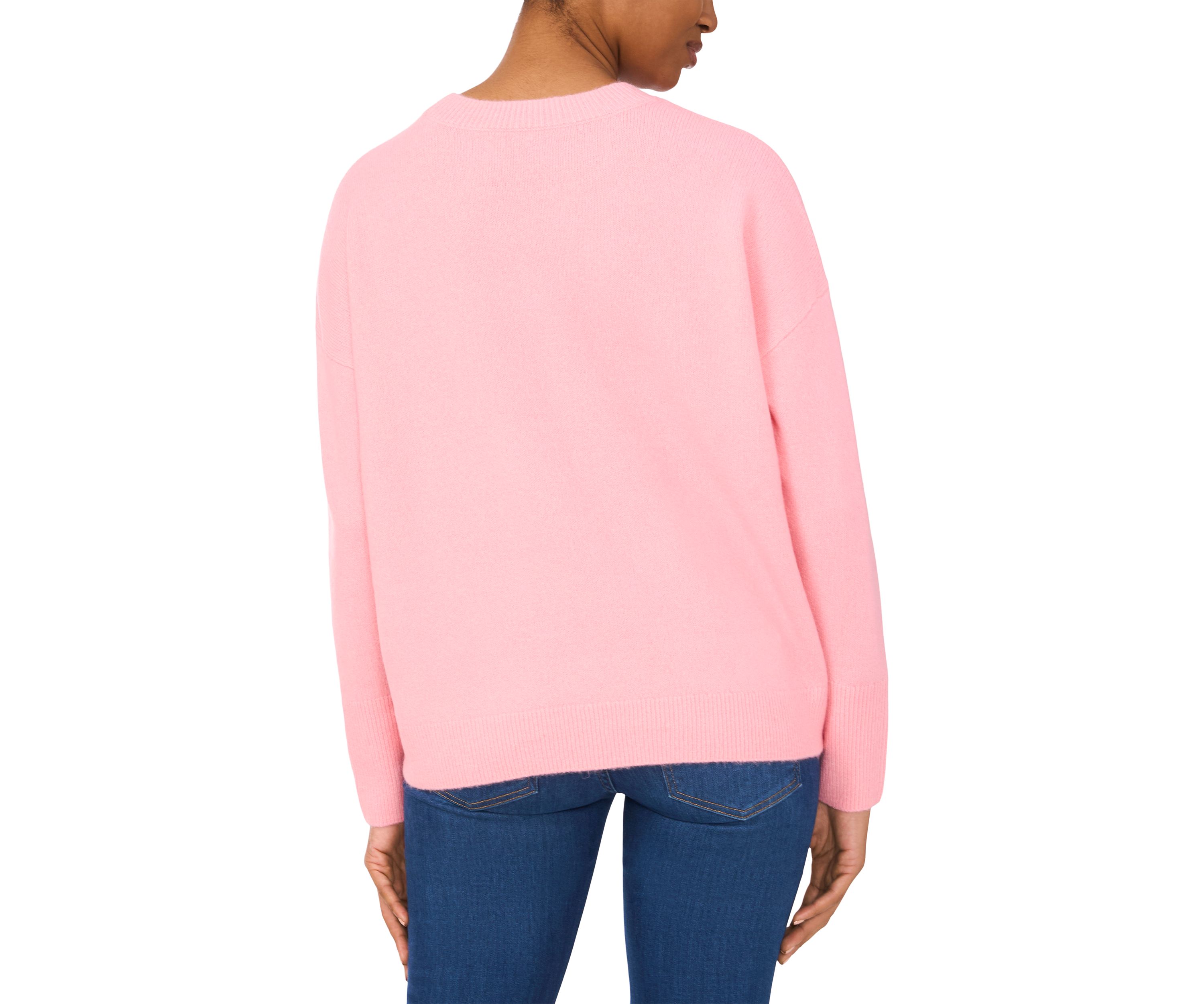 Womens Long Sleeve Sequin Heart Sweater