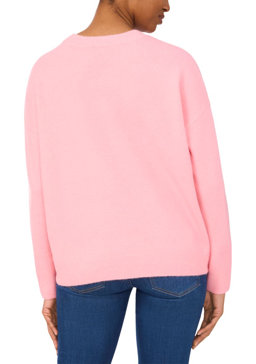 Womens Long Sleeve Sequin Heart Sweater
