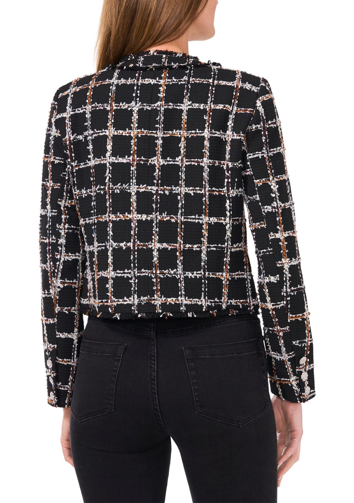 Womens Long Sleeve Tweed Open Jacket