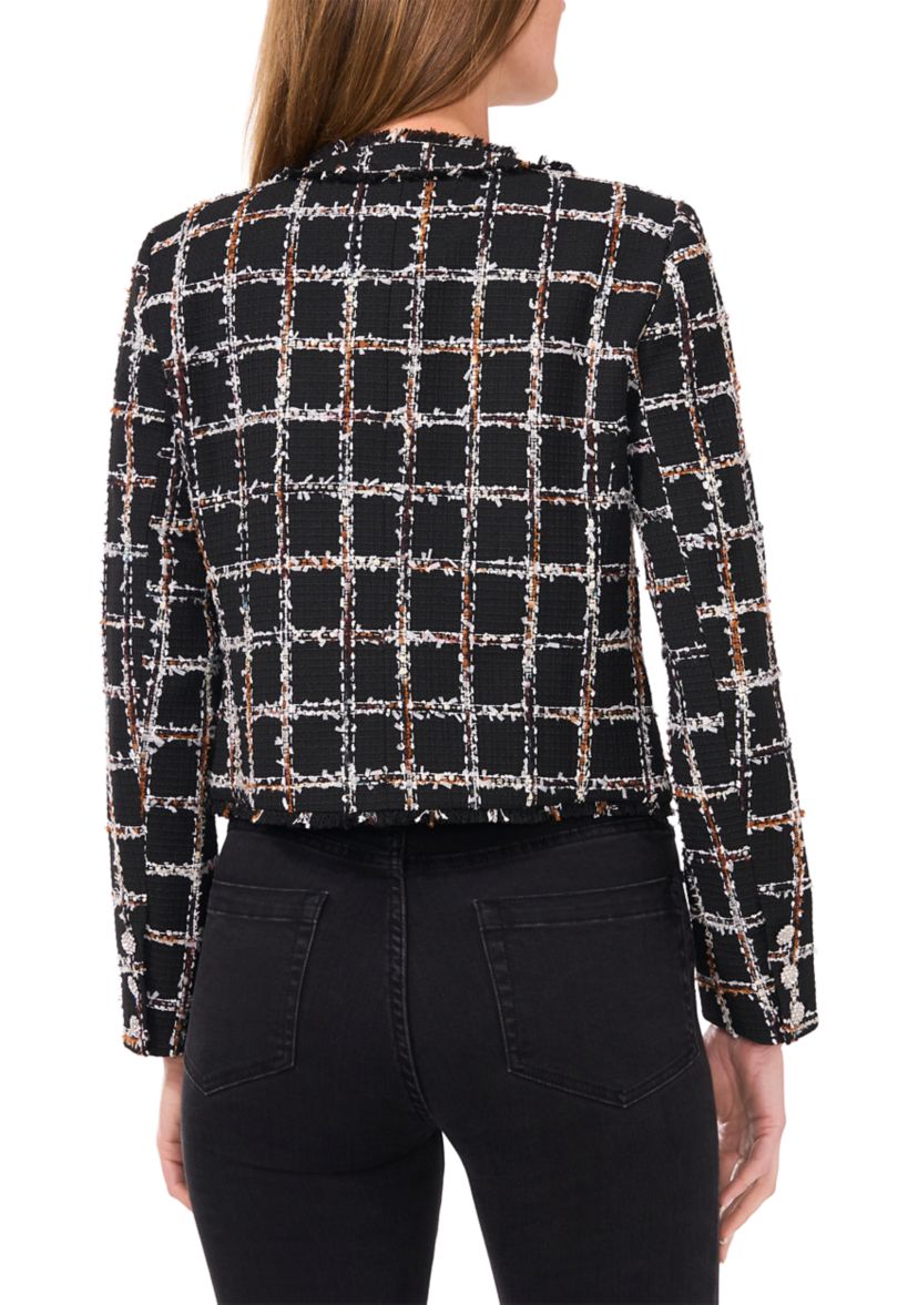 Womens Long Sleeve Tweed Open Jacket