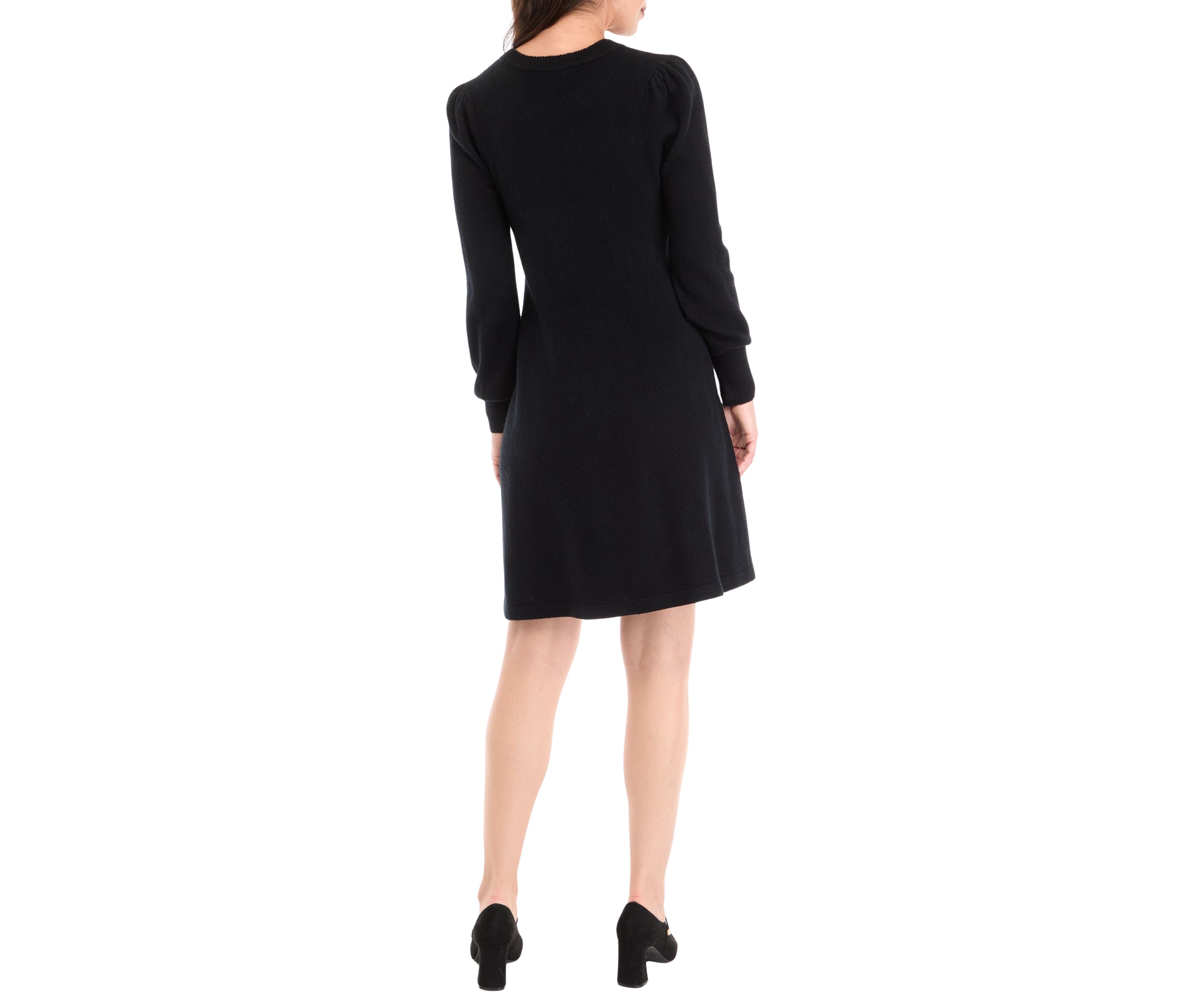 Womens Long Sleeve Embellished Sweater Dress