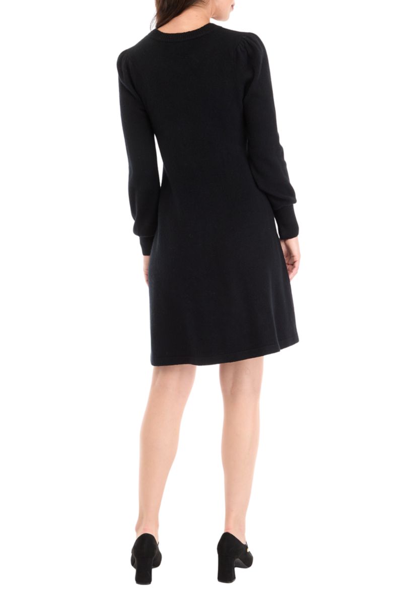 Womens Long Sleeve Embellished Sweater Dress
