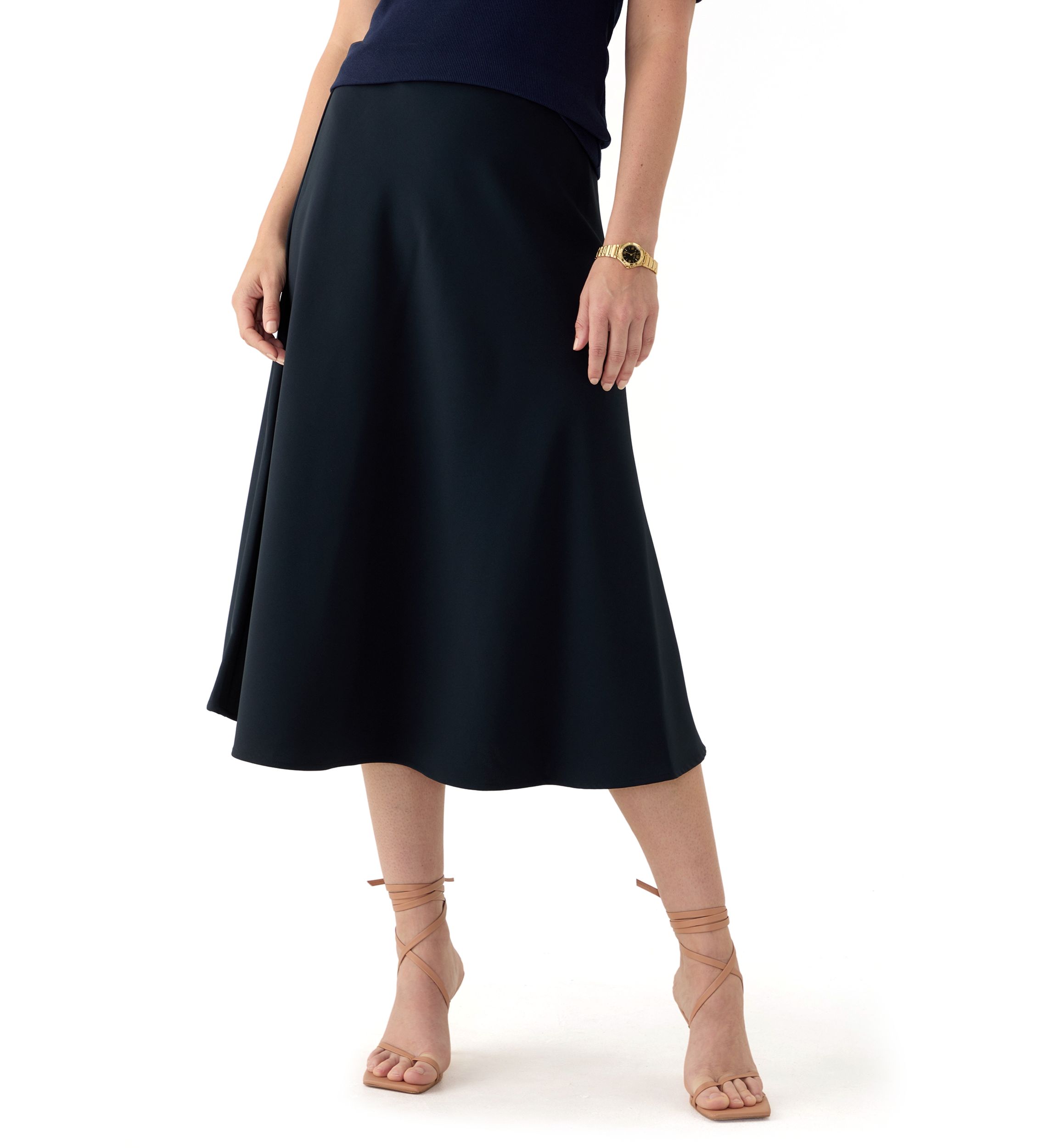 Womens Satin Midi Skirt