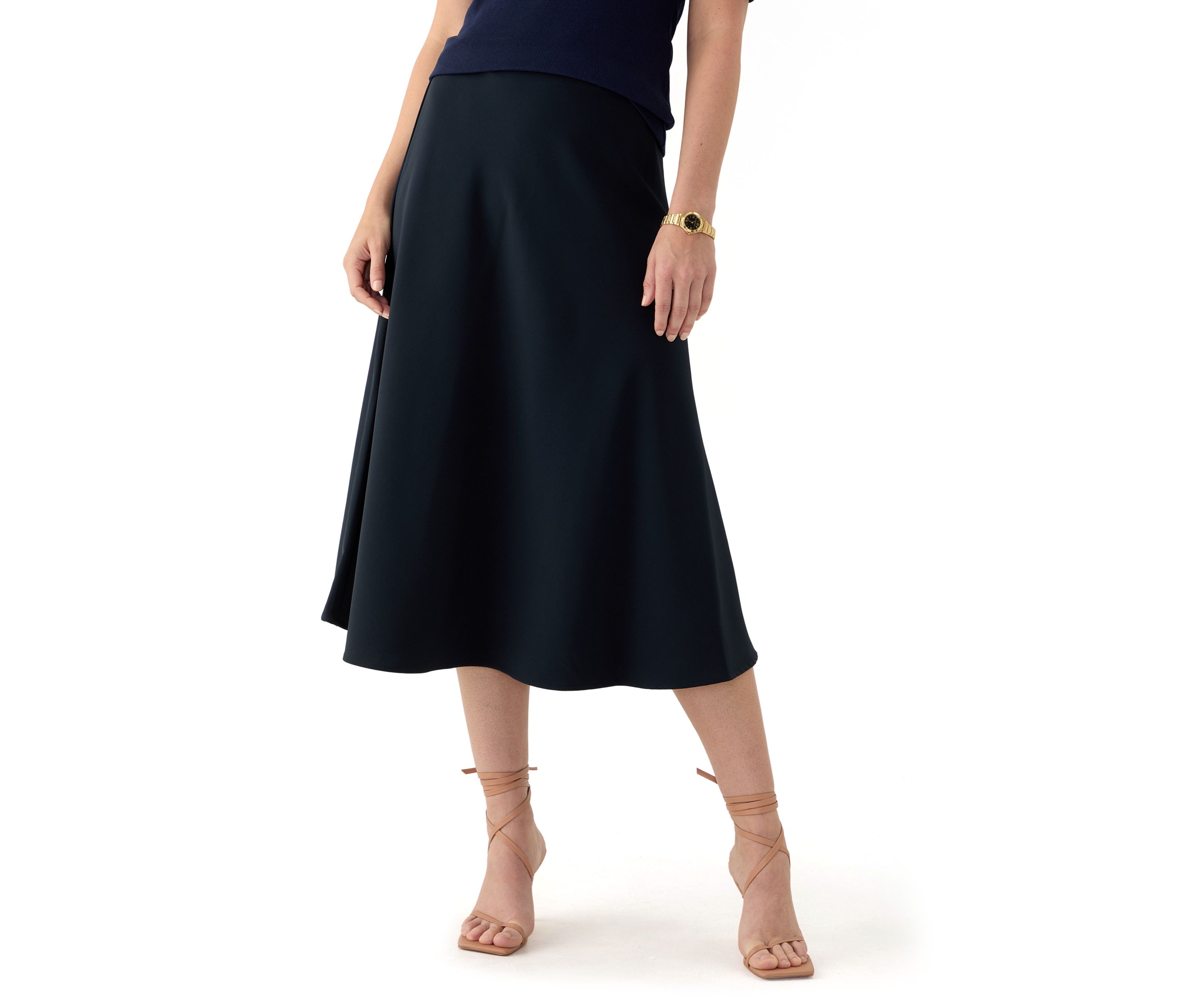 Womens Satin Midi Skirt