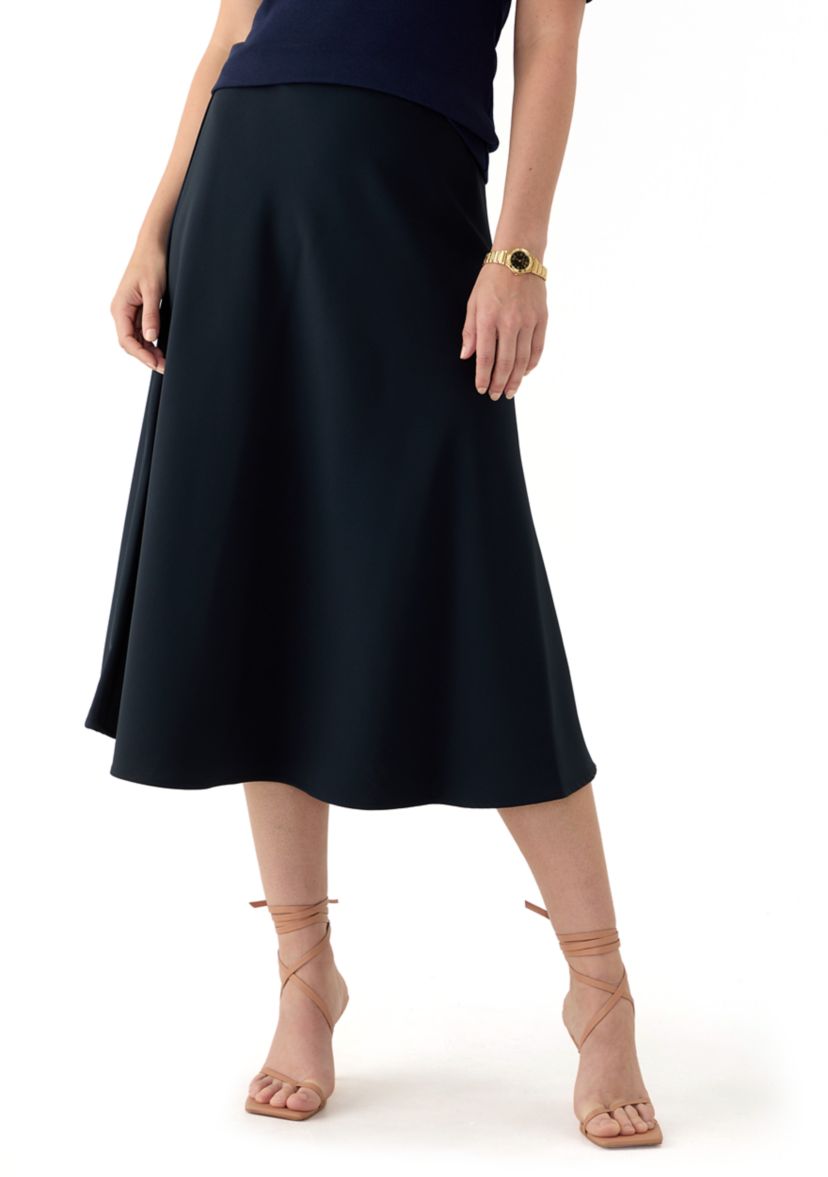 Womens Satin Midi Skirt
