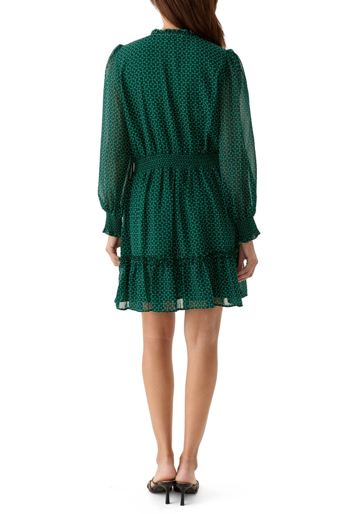 Womens Printed Split Neck Dress