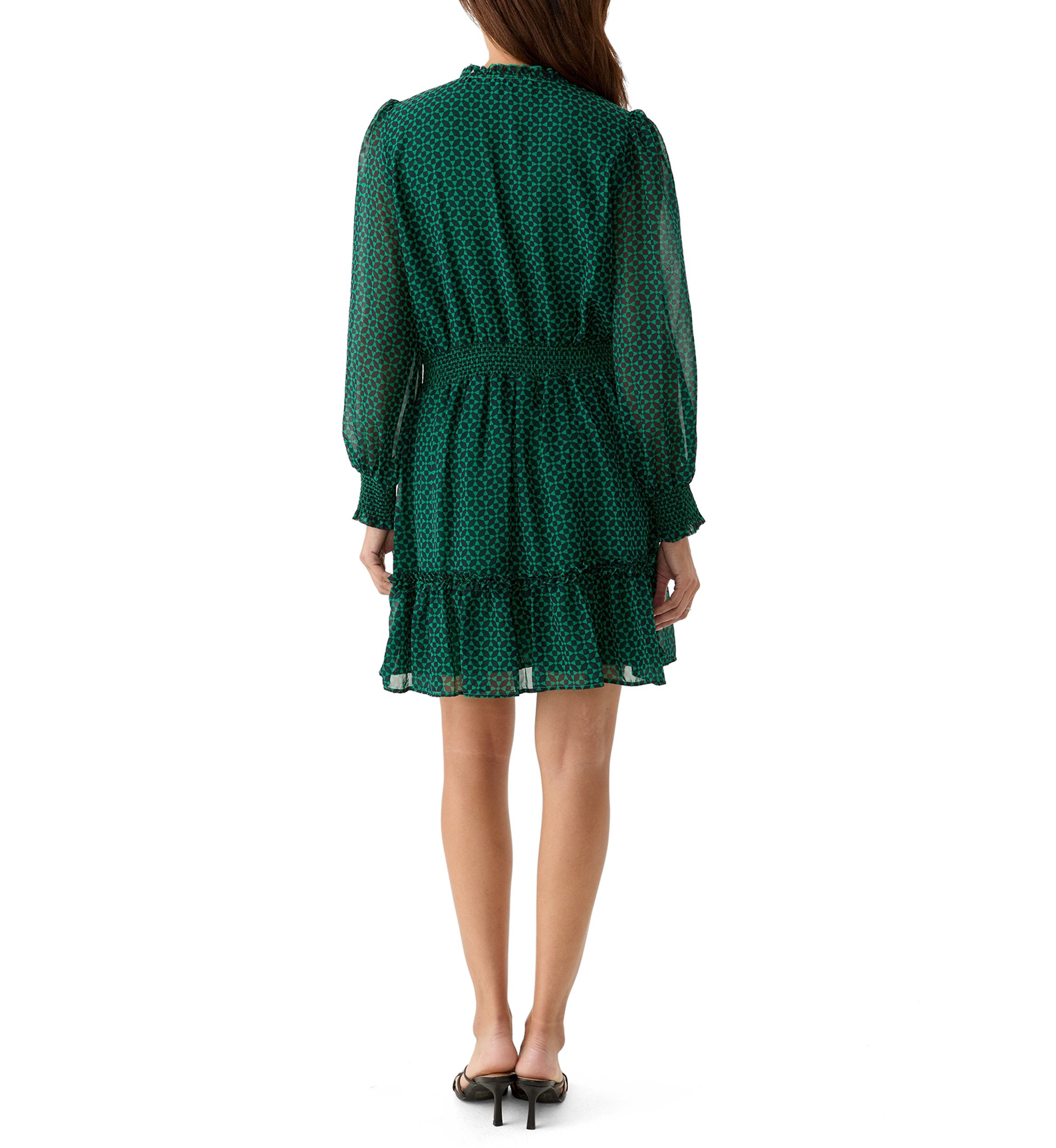 Womens Printed Split Neck Dress