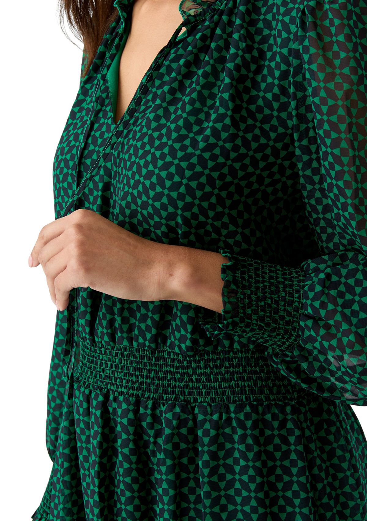 Womens Printed Split Neck Dress