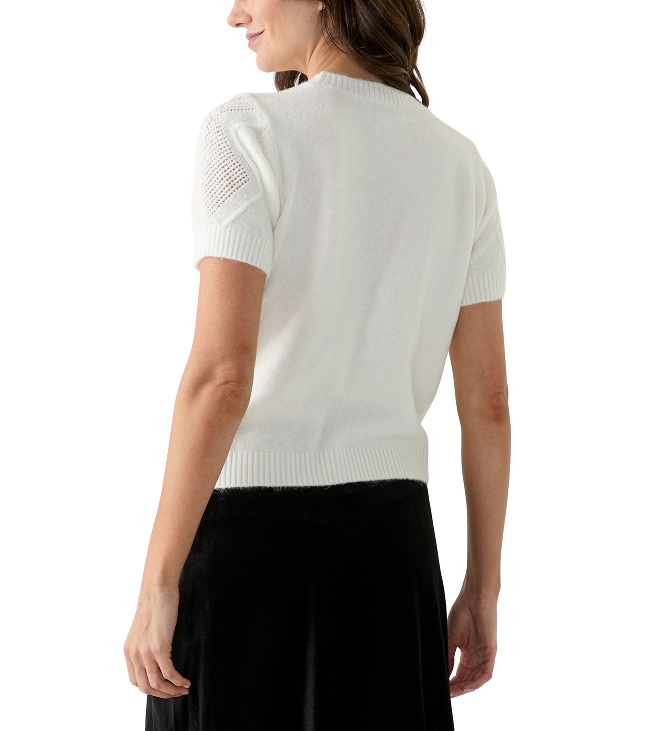 Womens Embellished Cable Knit Top