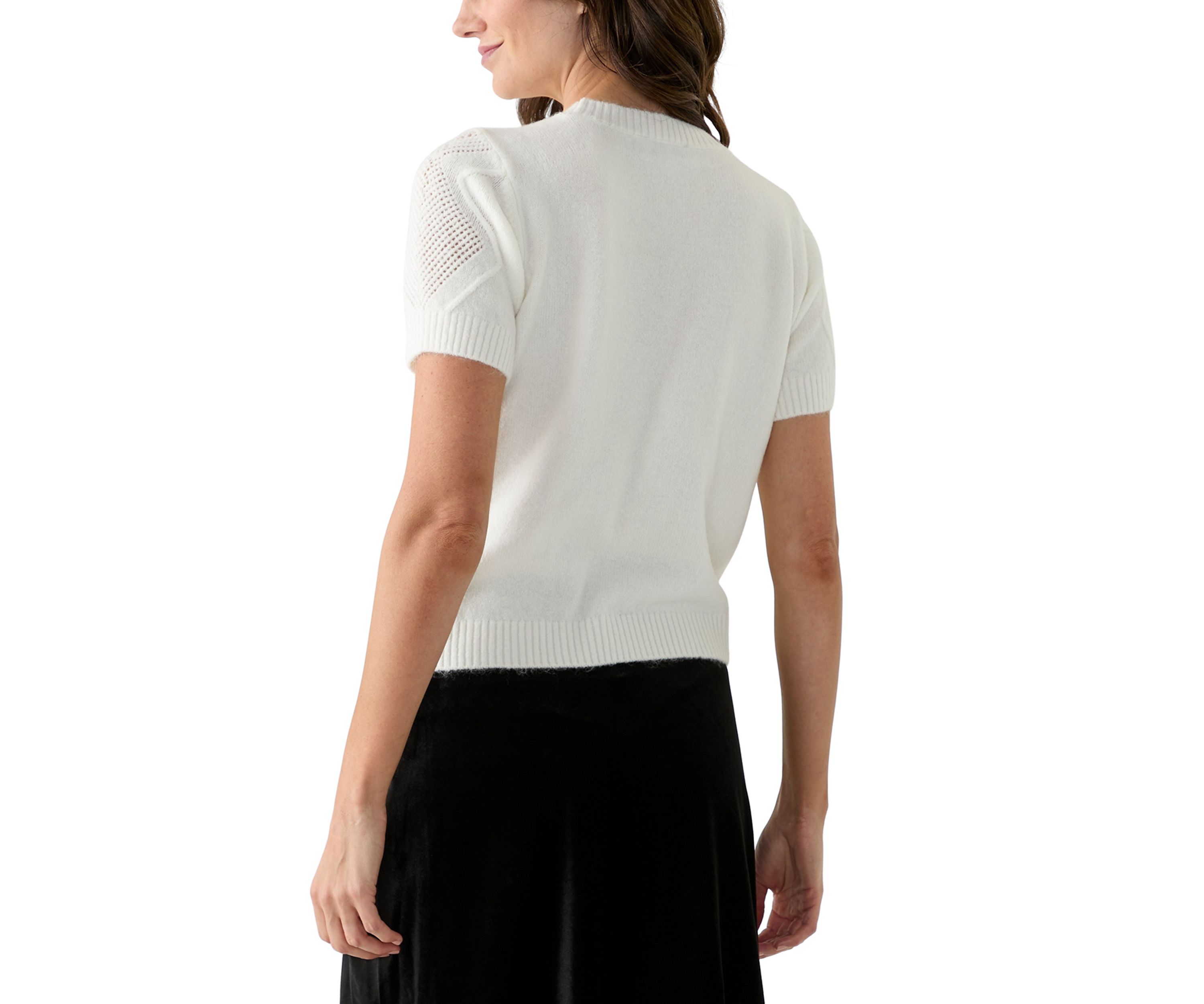 Womens Embellished Cable Knit Top