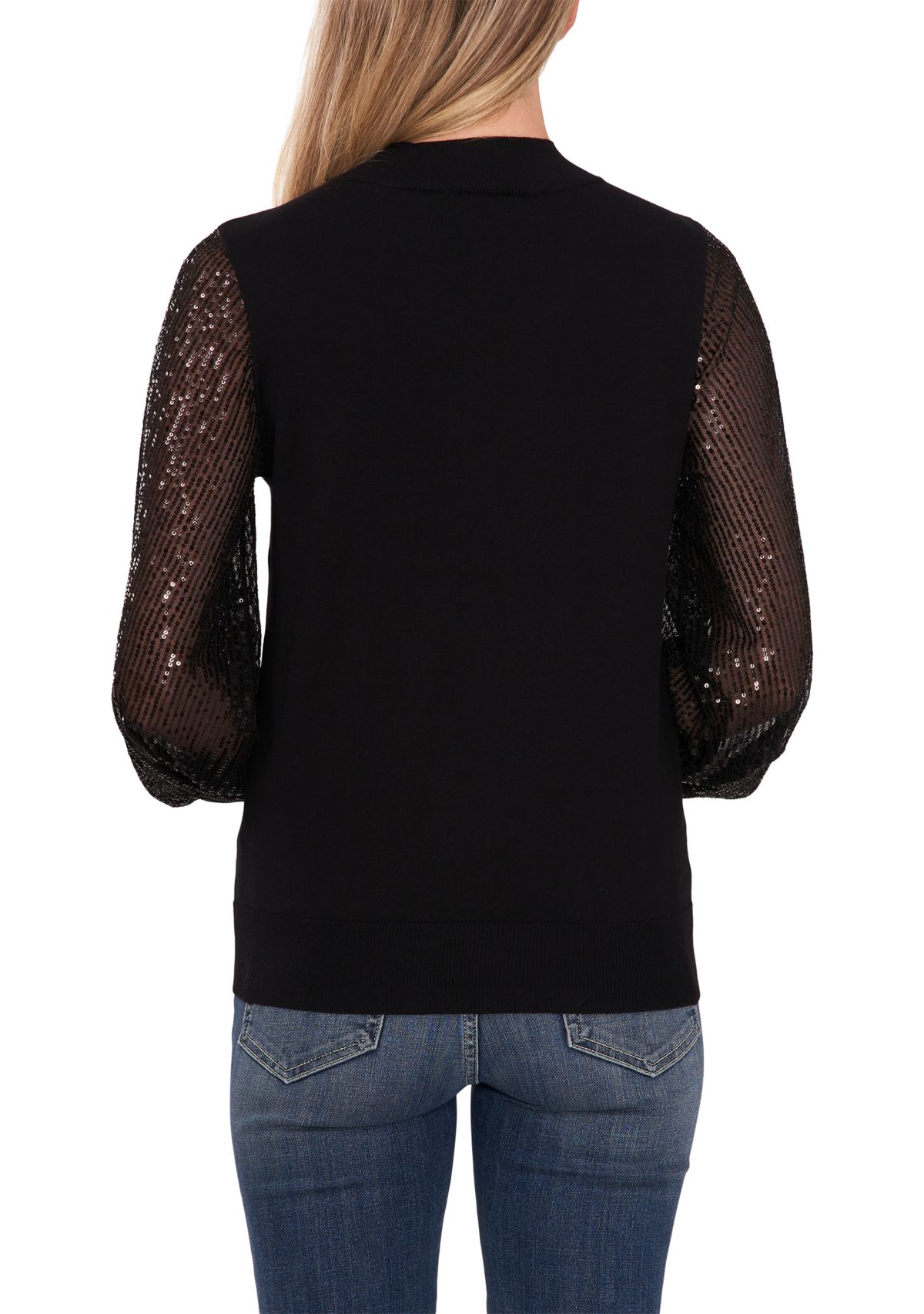 Womens Sequin Sleeve Sweater