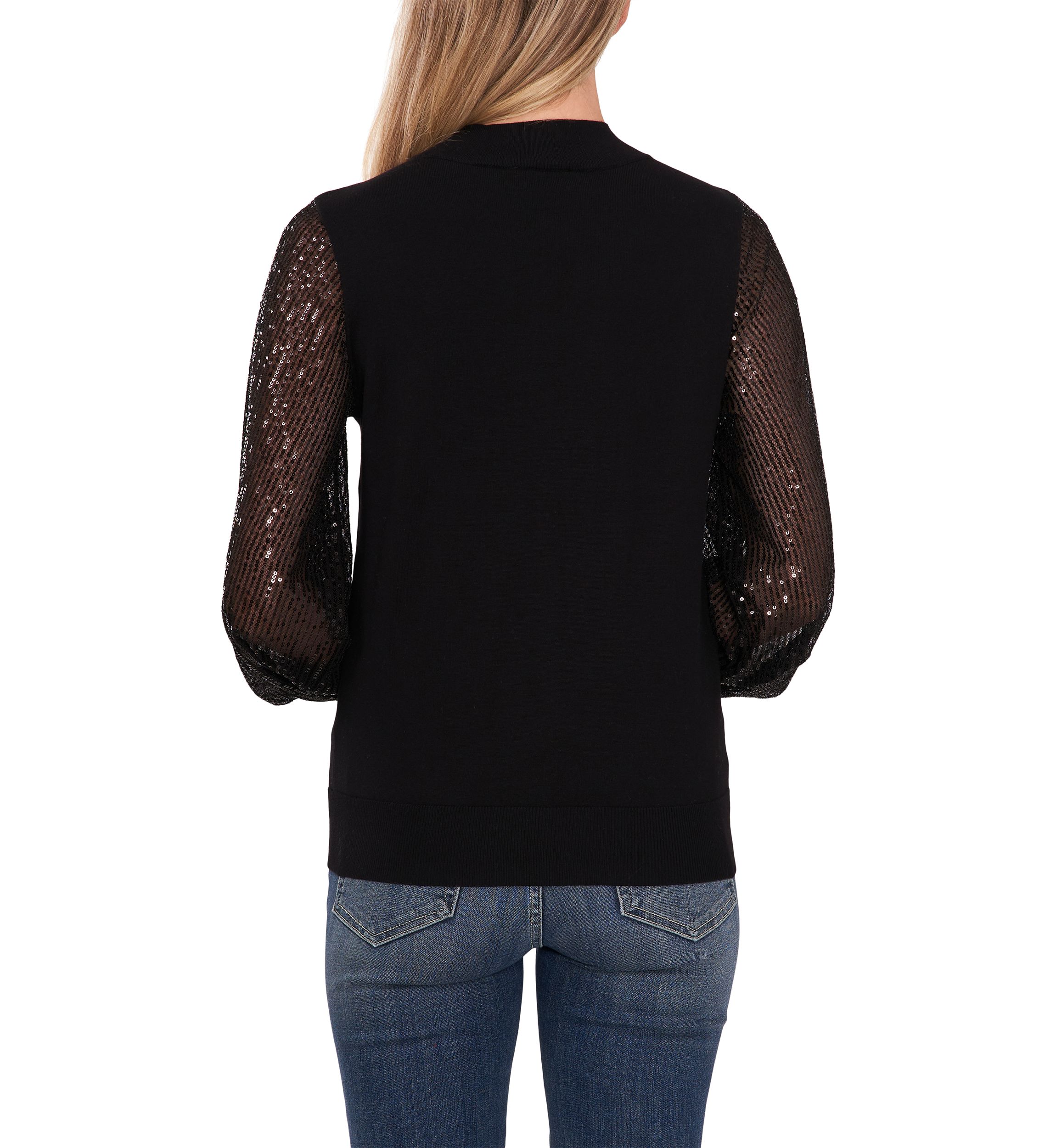 Womens Sequin Sleeve Sweater