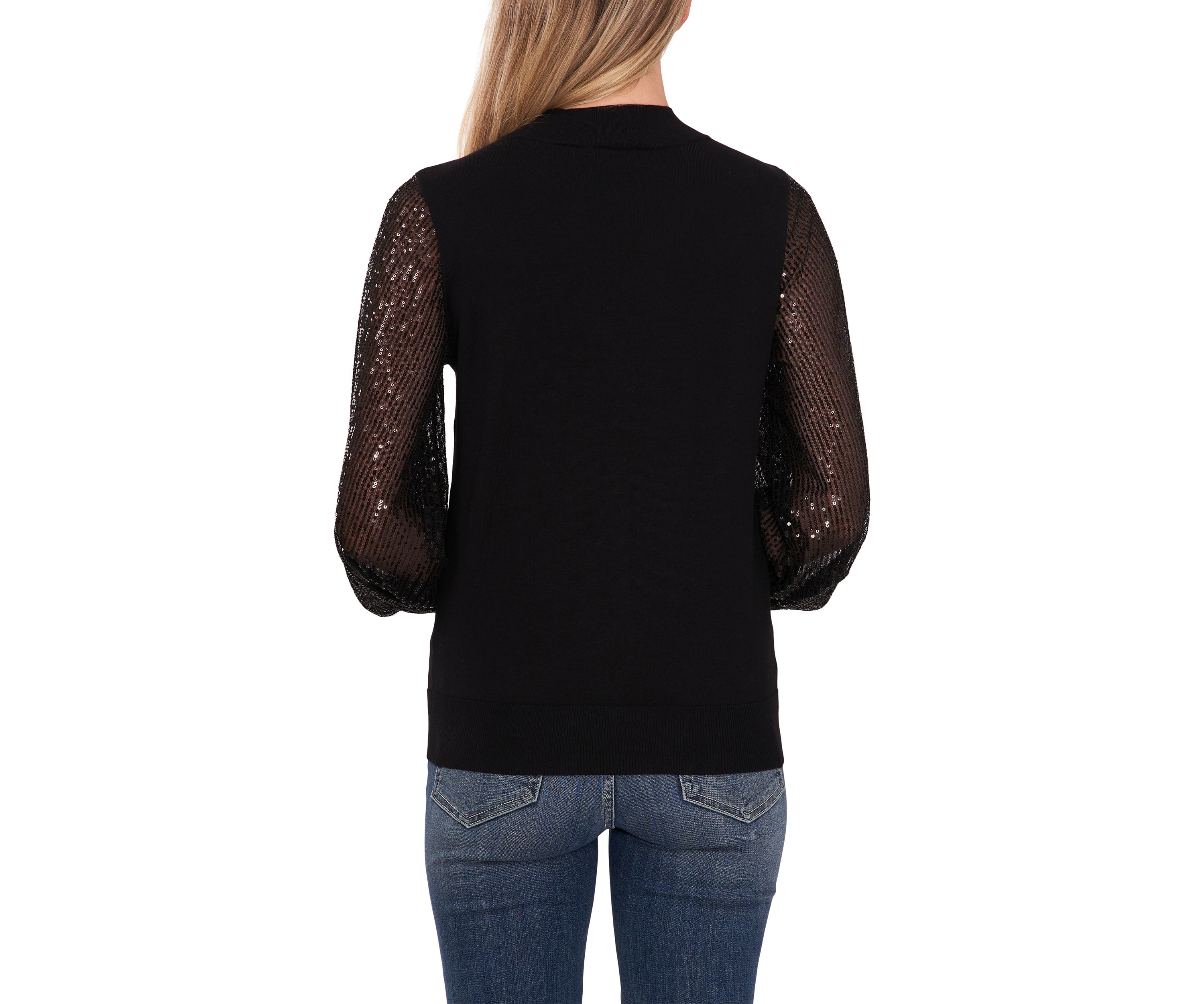 Womens Sequin Sleeve Sweater