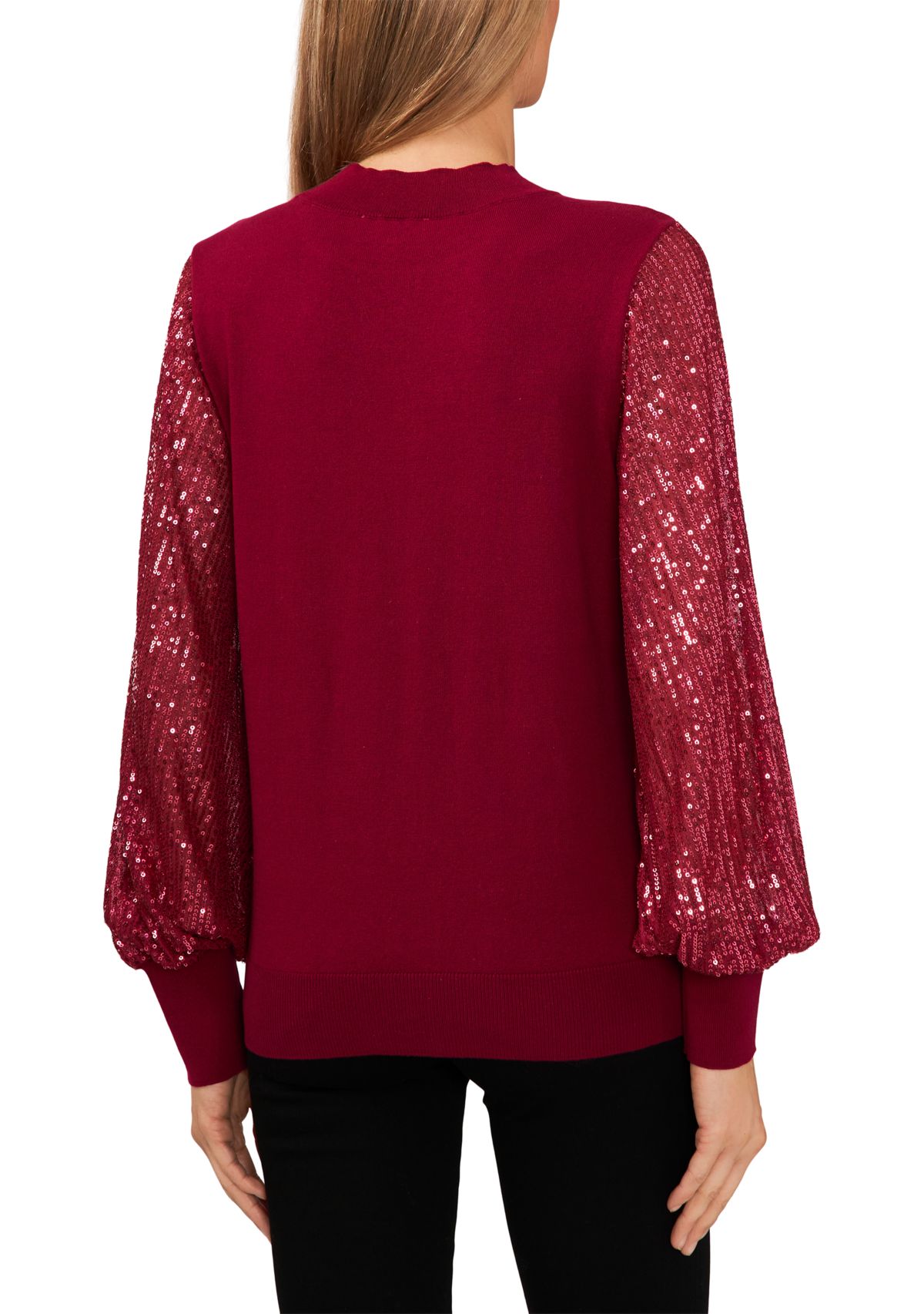 Womens Sequin Sleeve Sweater