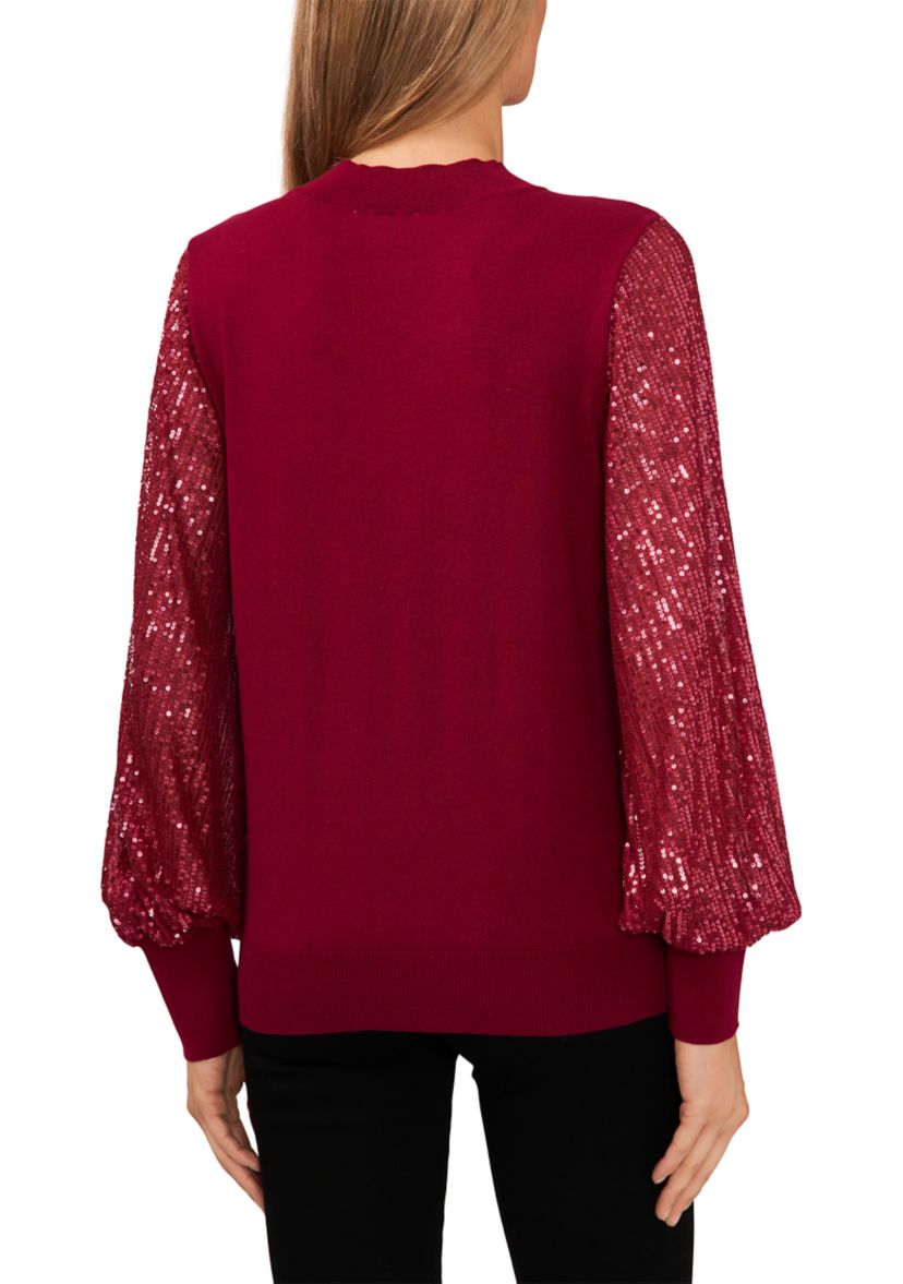 Womens Sequin Sleeve Sweater