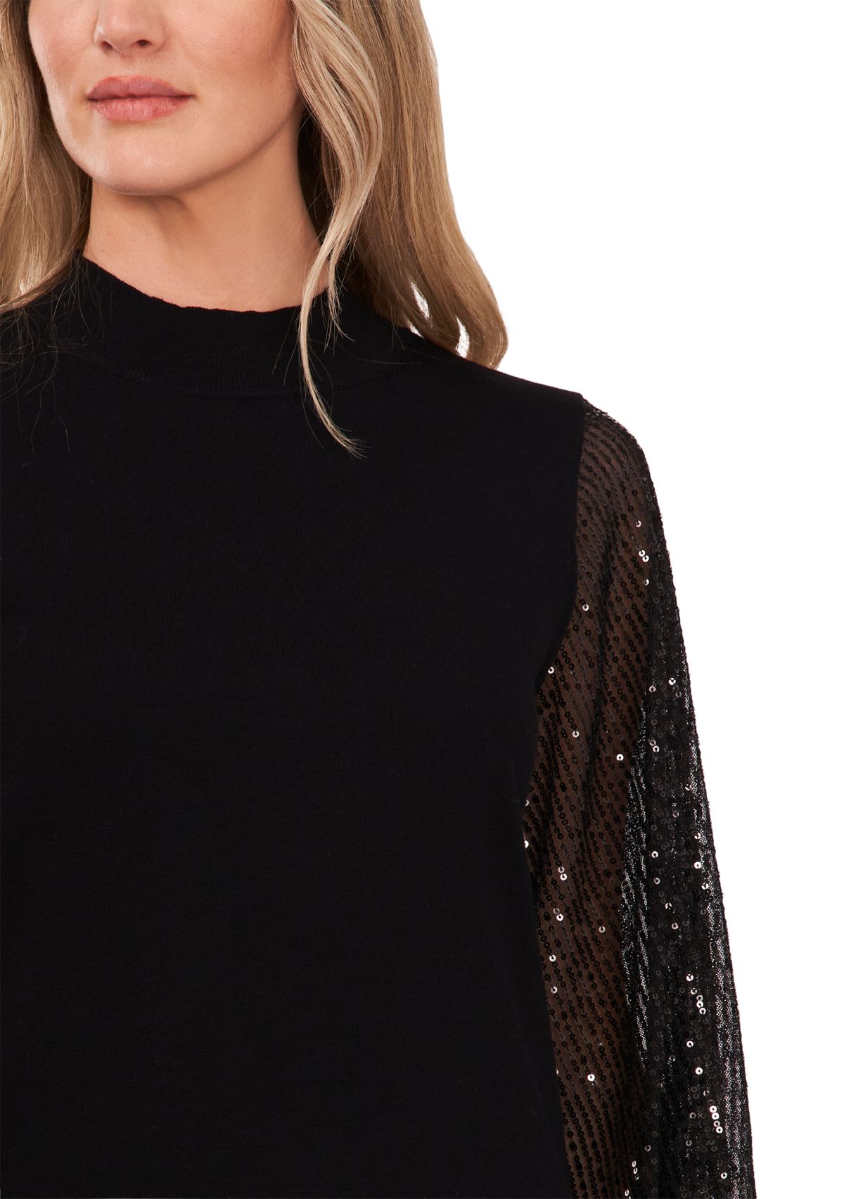 Womens Sequin Sleeve Sweater