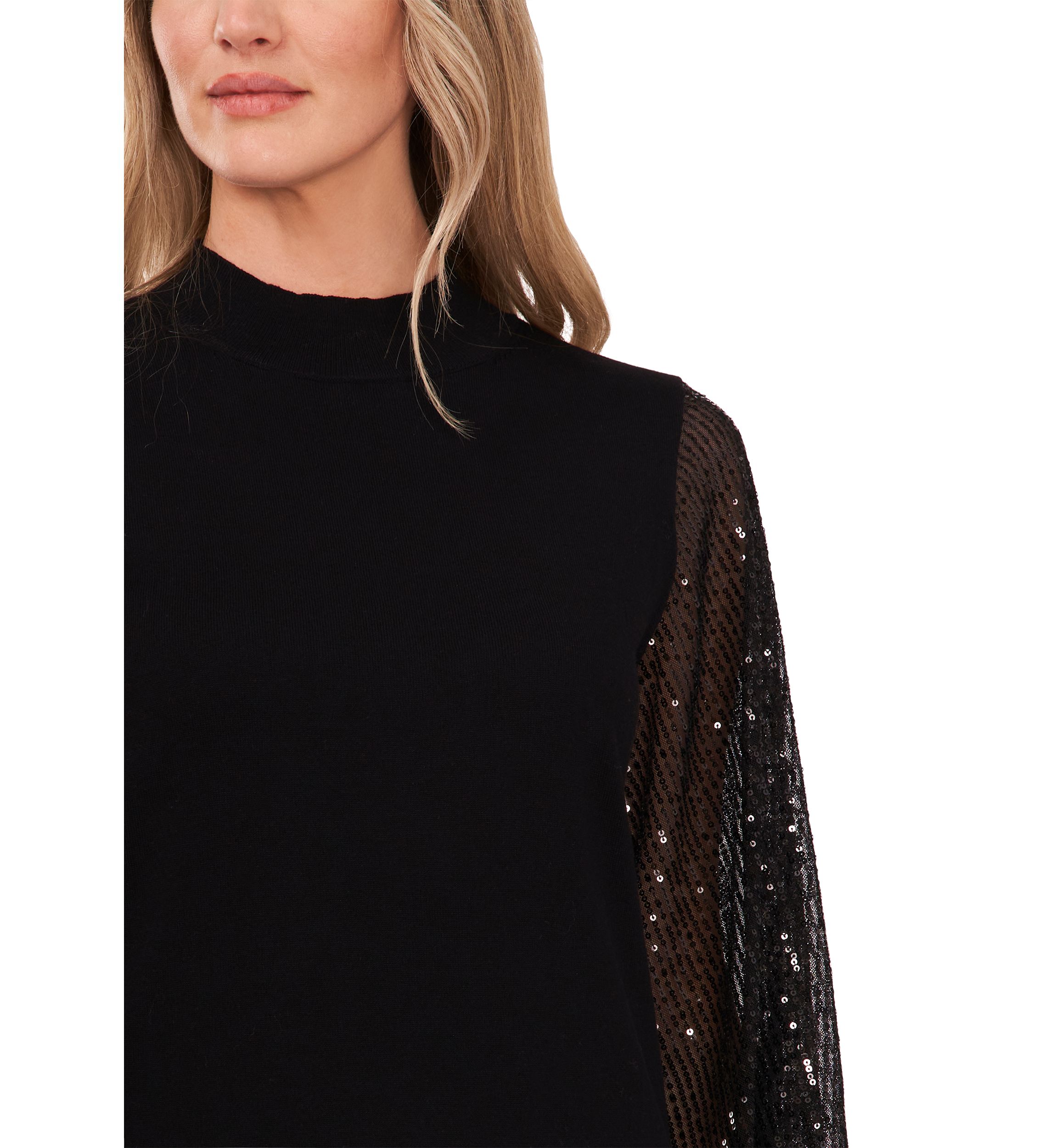 Womens Sequin Sleeve Sweater