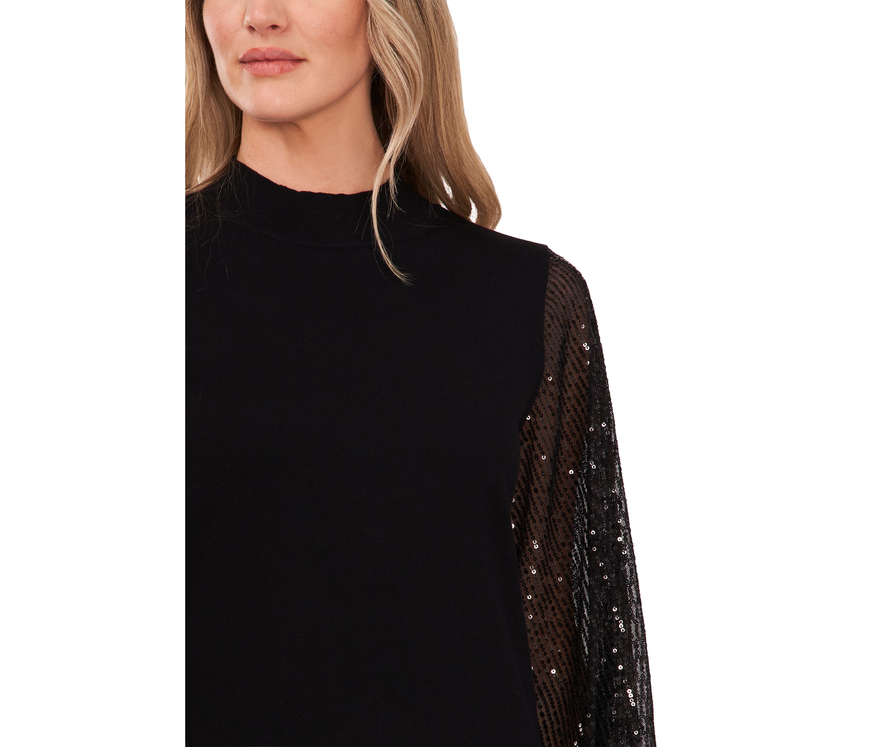 Womens Sequin Sleeve Sweater
