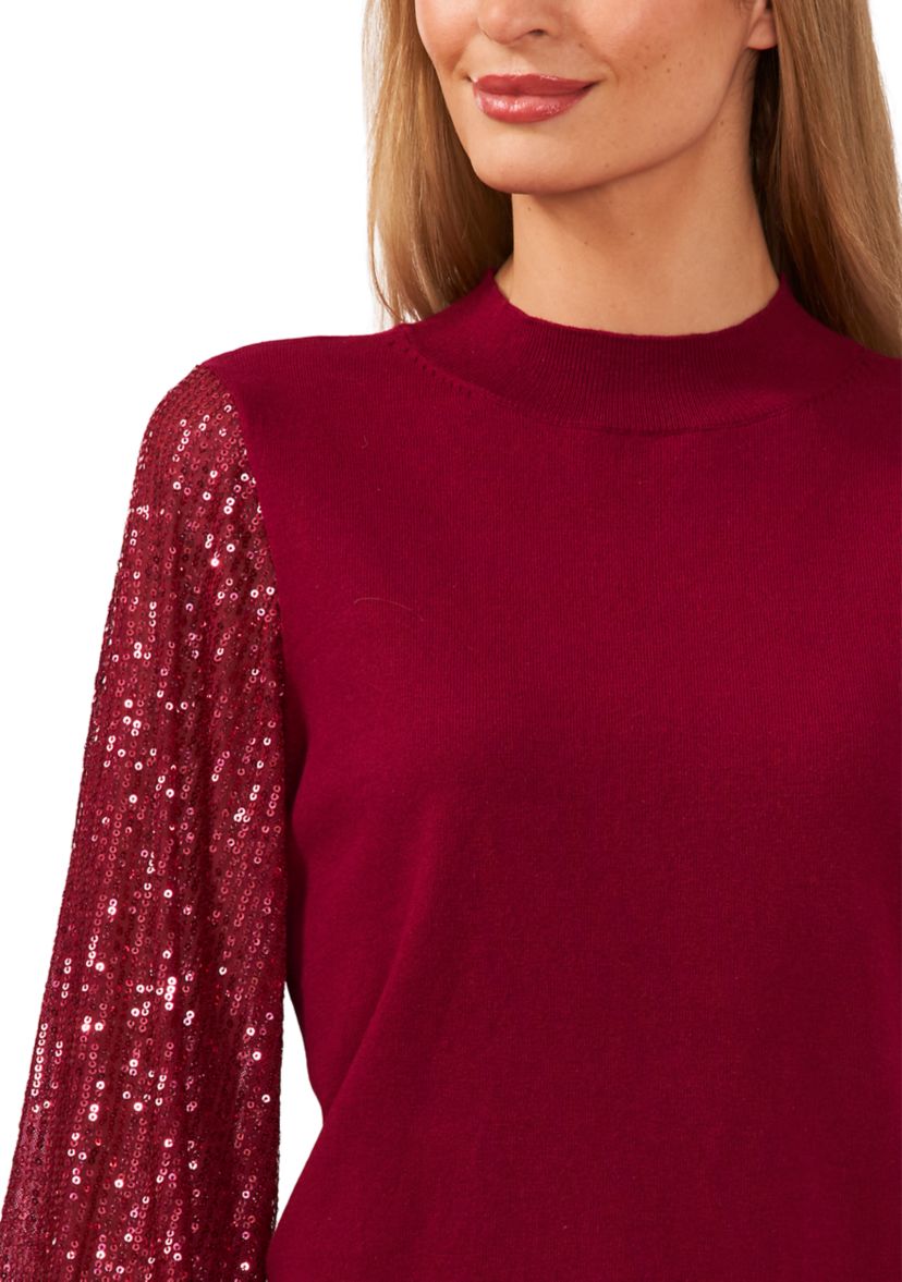Womens Sequin Sleeve Sweater