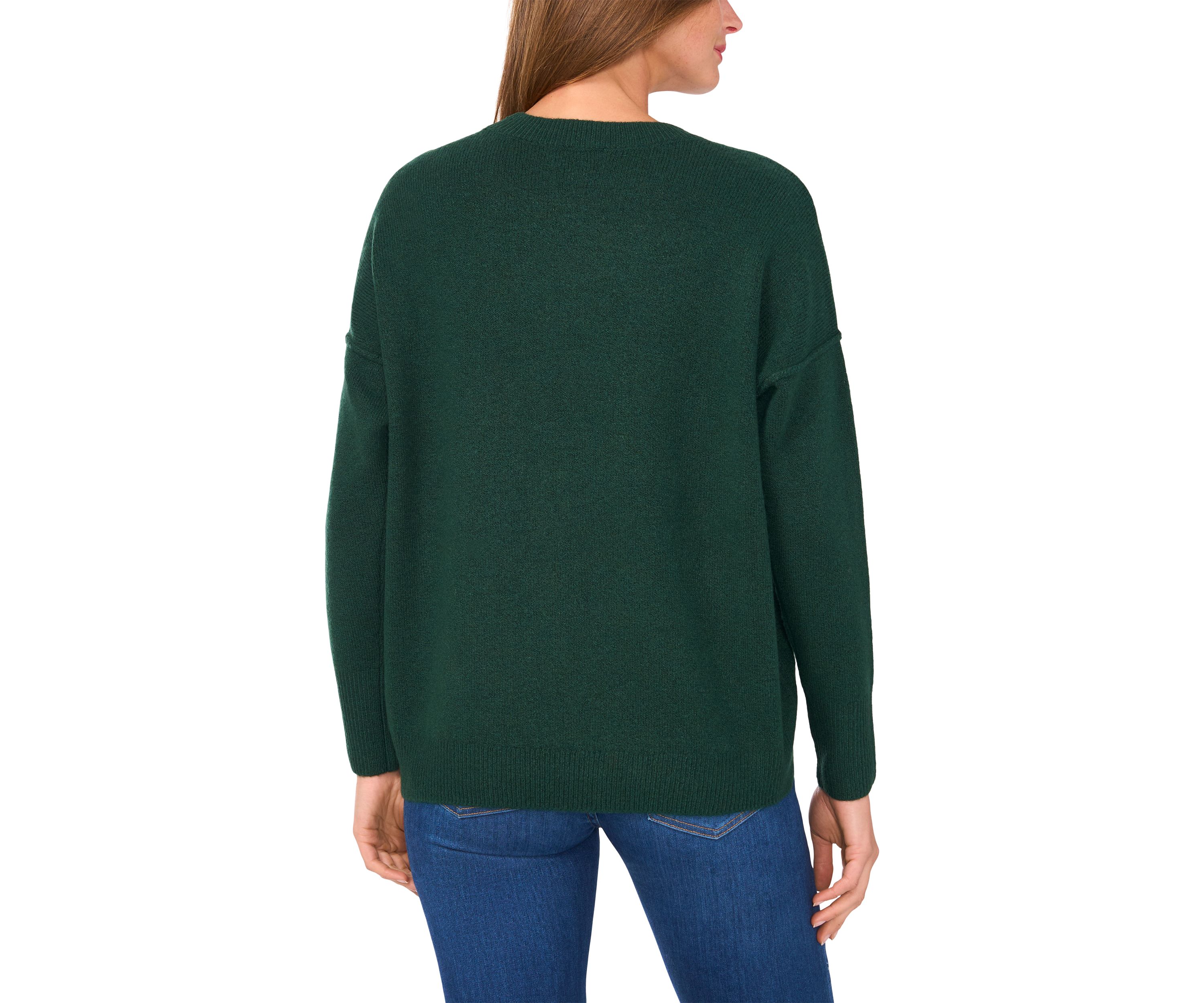 Petite Rhinestone Crew Neck Sweater