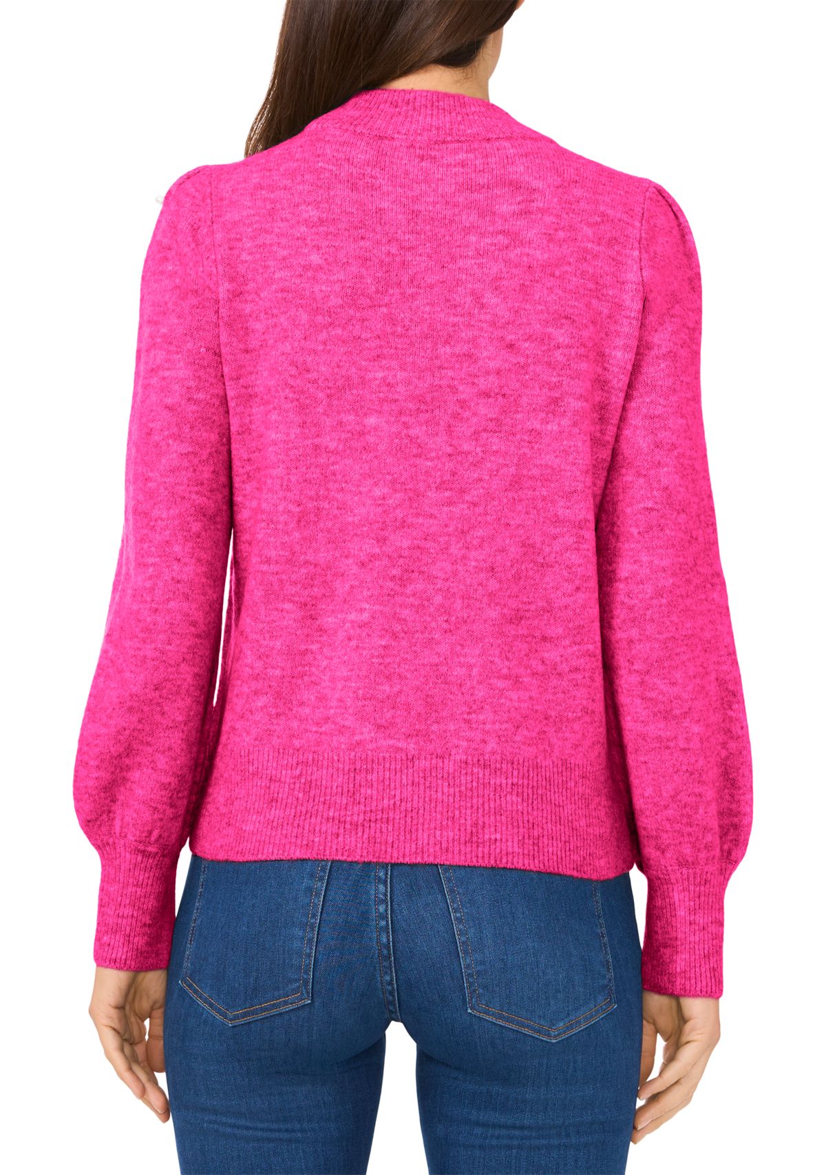 Petite Mock Neck with Pearls Sweater 