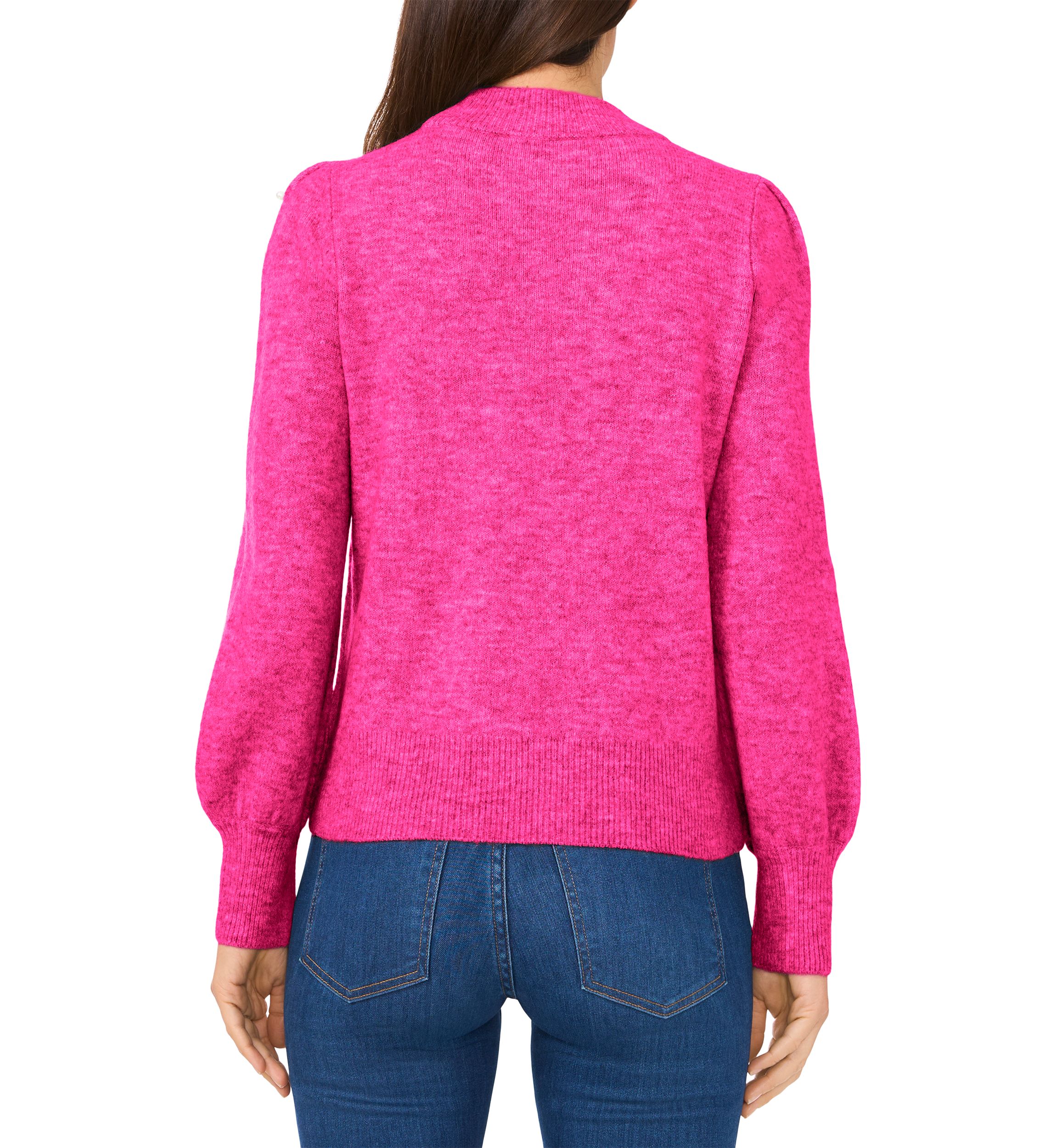 Petite Mock Neck with Pearls Sweater 