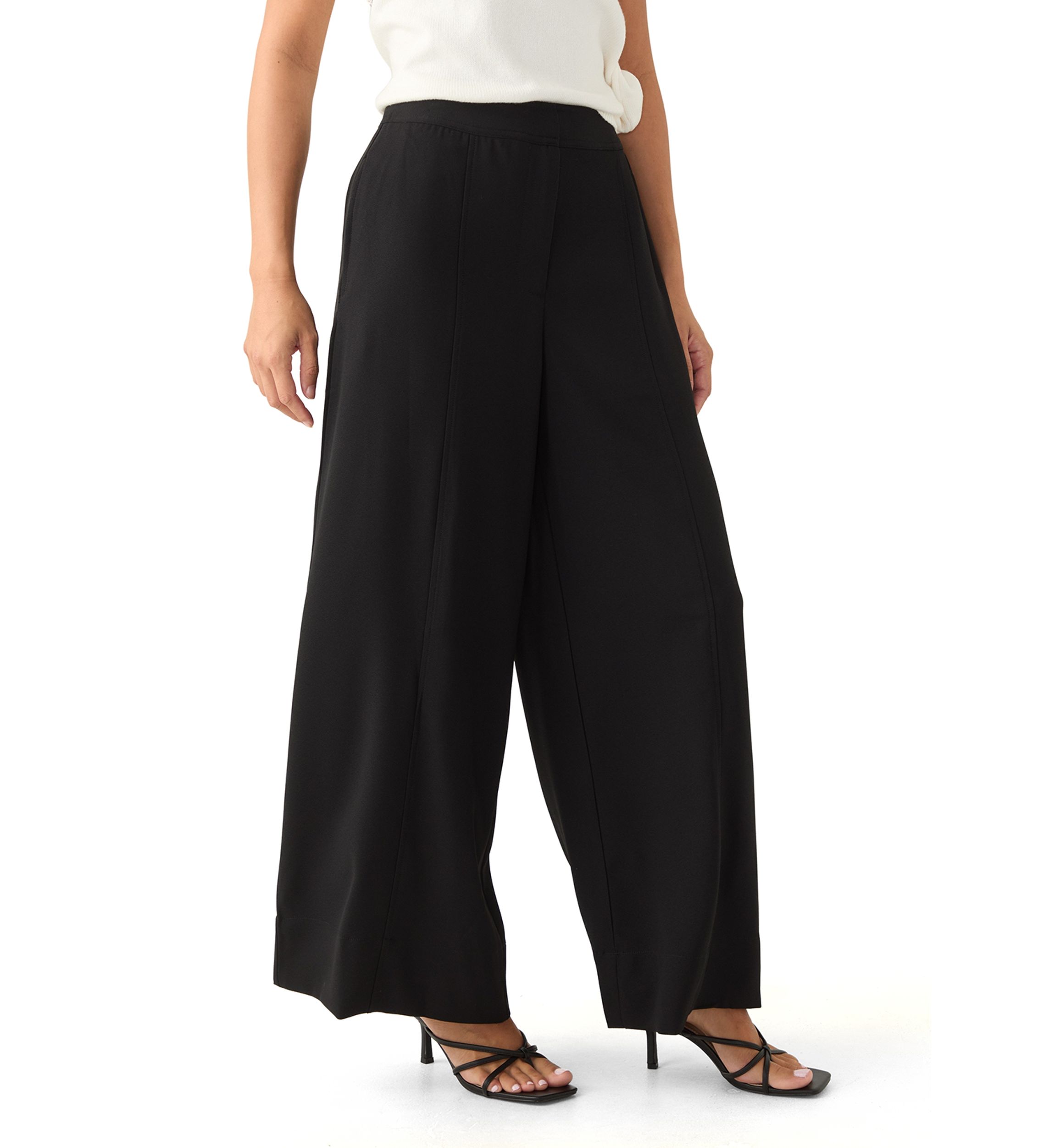 Petite High Rise Single Pleat Pants