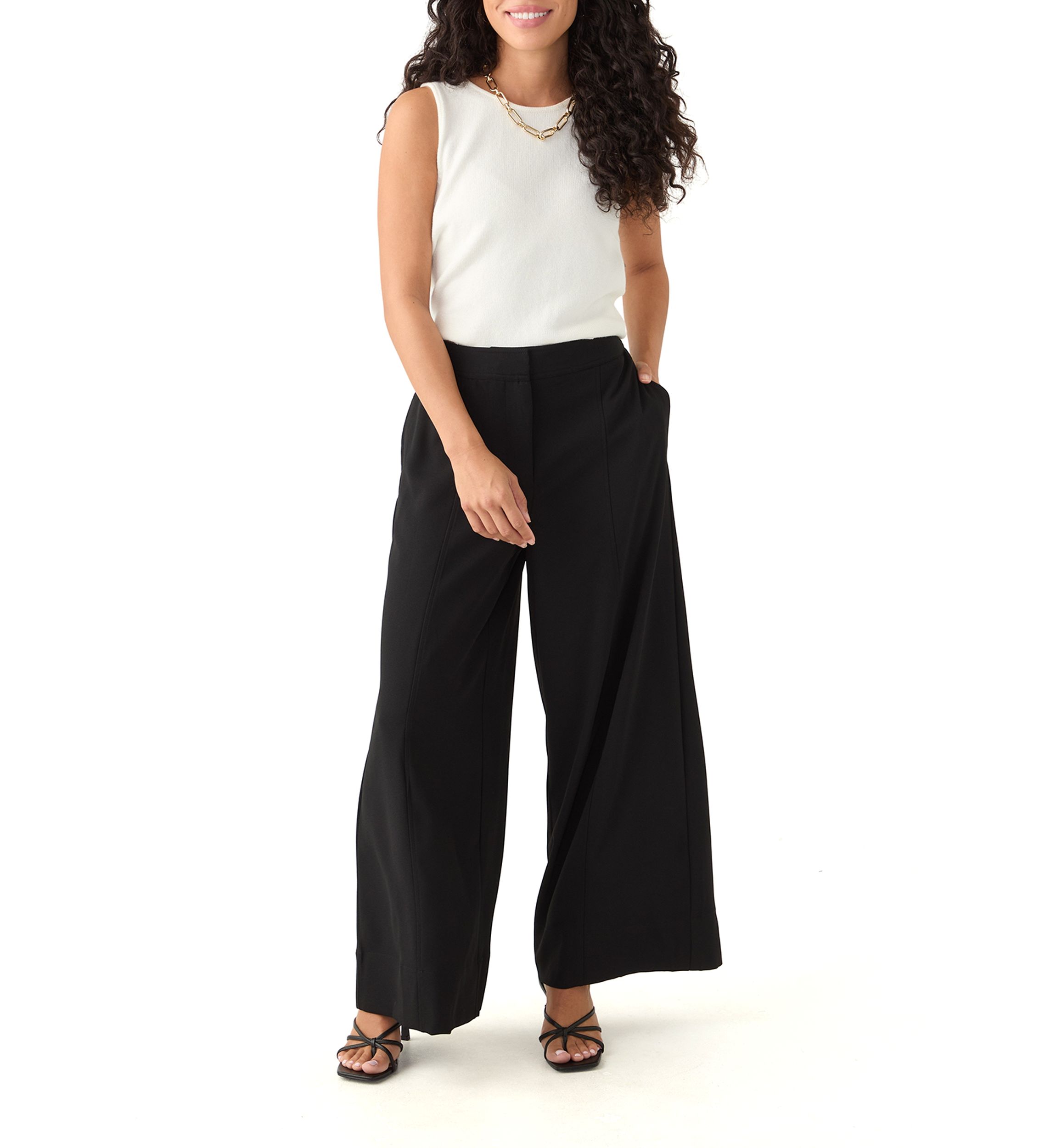 Petite High Rise Single Pleat Pants